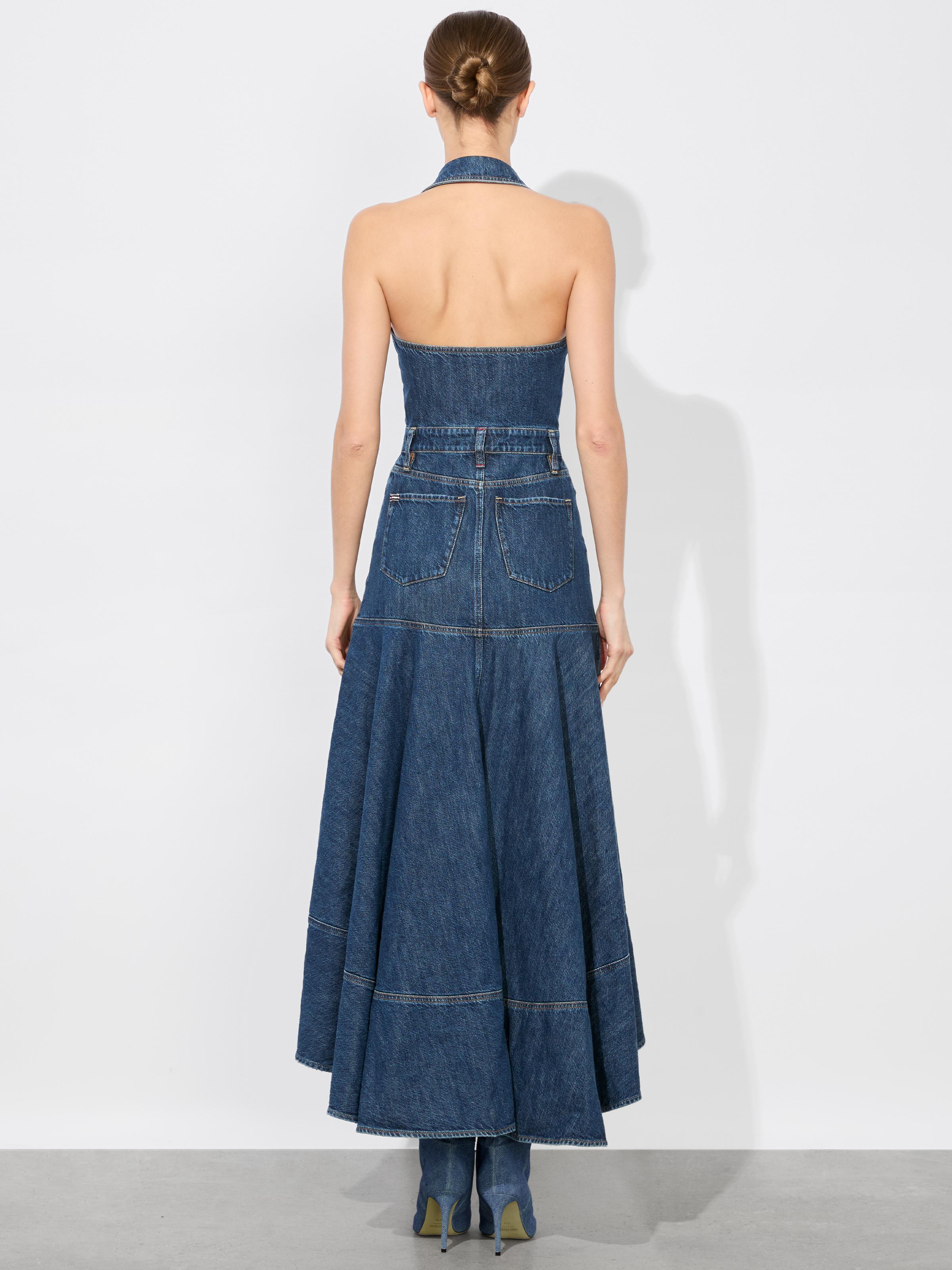 high low denim dress FLYING TOMATO Washed Denim Midi Dress in Light Indigo at Nordstrom Rack, Size Small main image 0