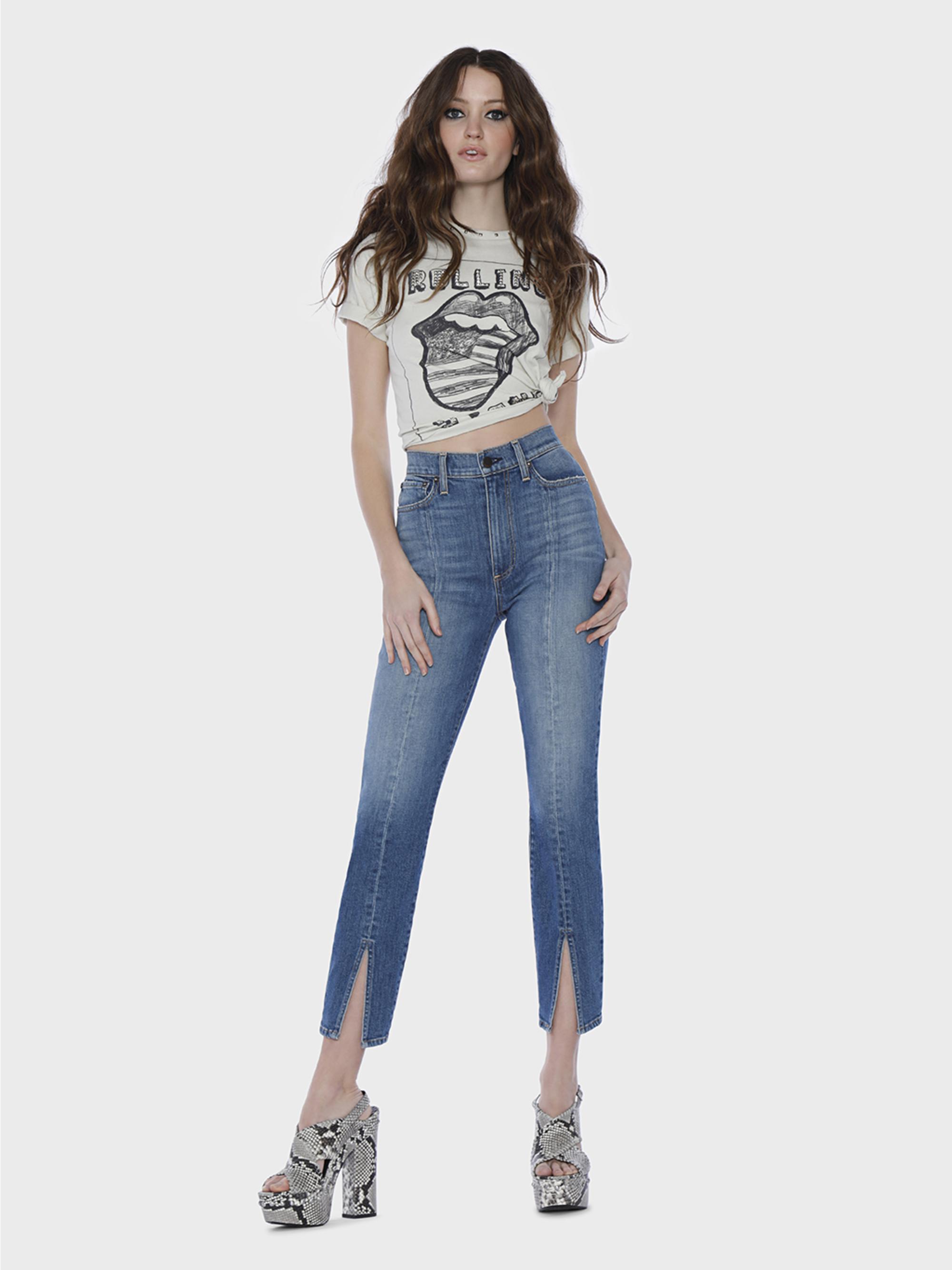 Alice + Olivia Good High Rise Ankle Skinny Jean With Slit in Blue | Lyst