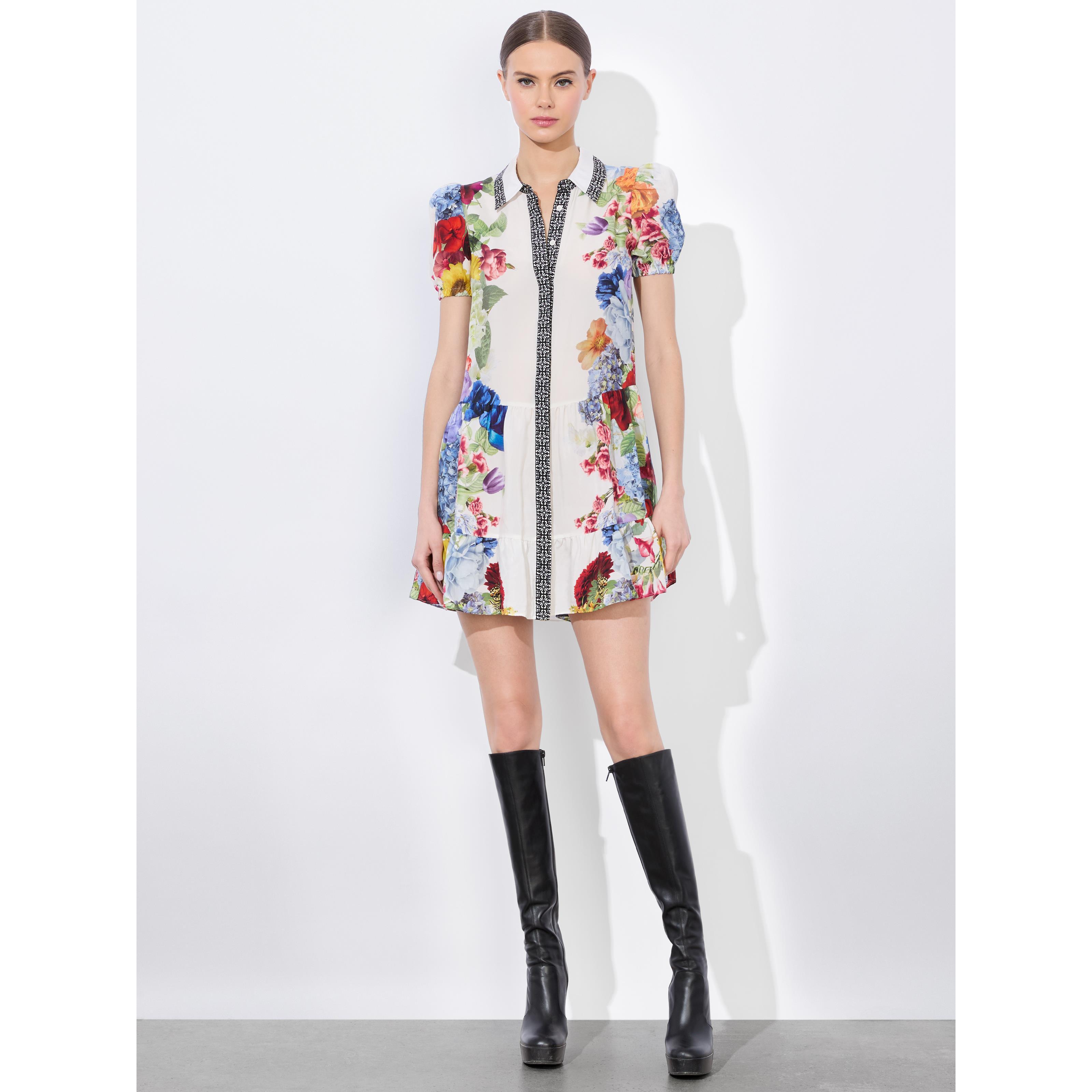 Alice + Olivia Claire Mini Dress in White | Lyst