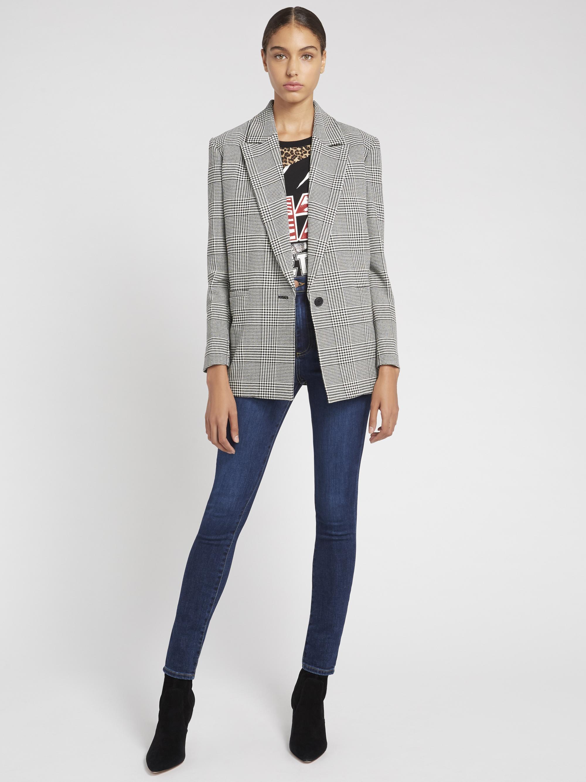 grey plaid boyfriend blazer