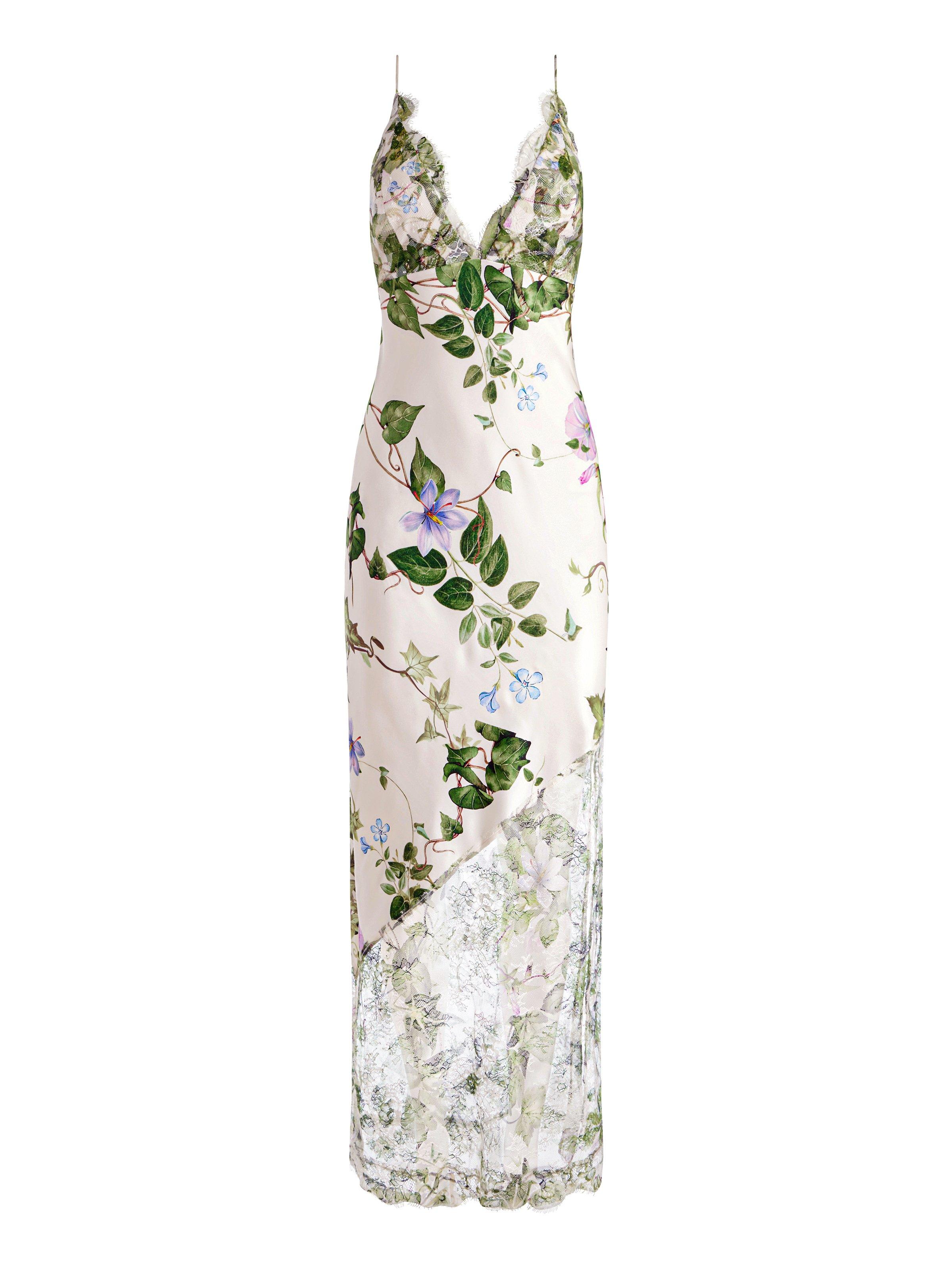 camille lace maxi dress Papinelle Camille Silk Lace Maxi Robe, S/M / Ivory main image 0
