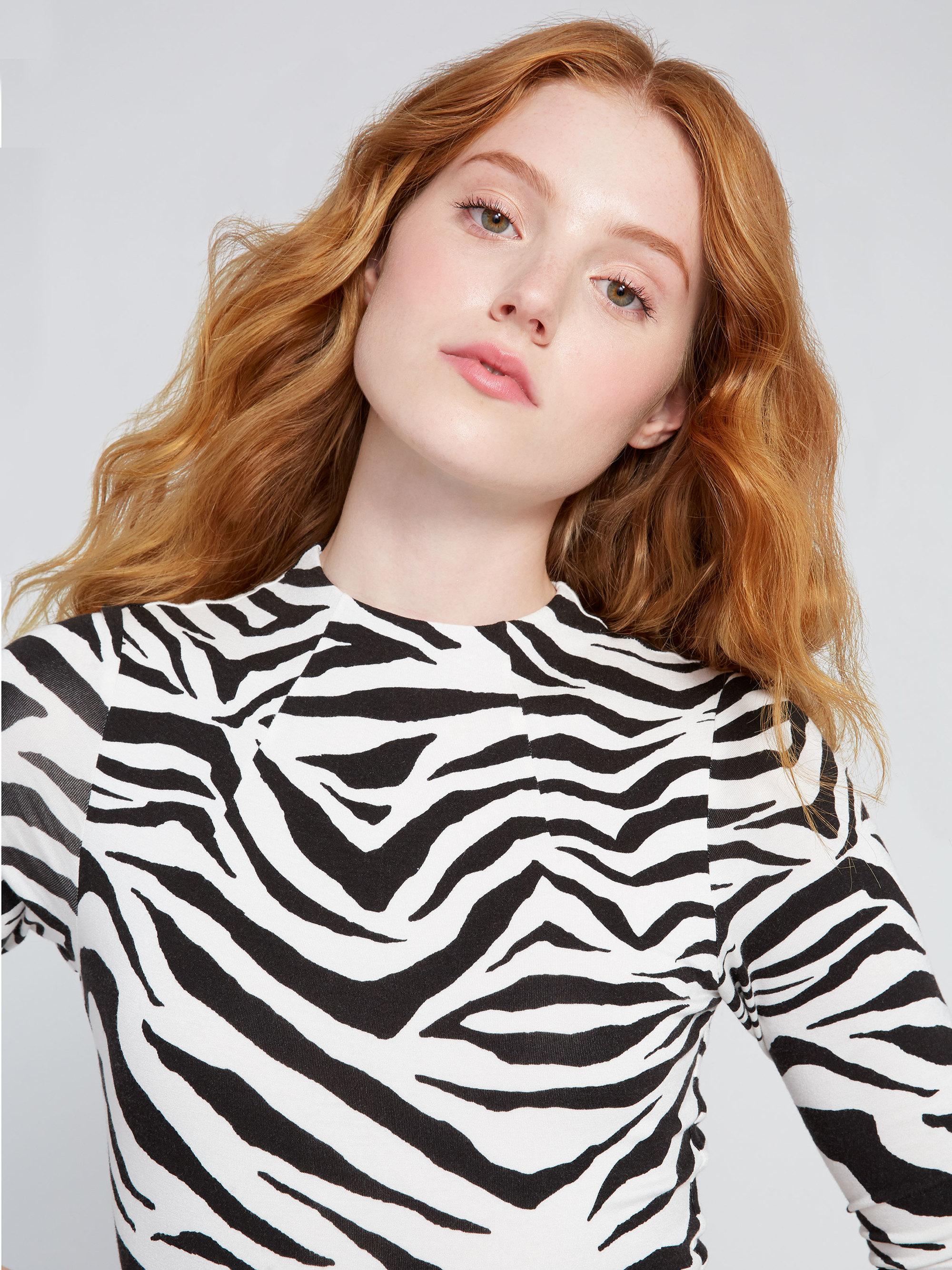 Alice + Olivia Synthetic Delora Zebra Print Midi Dress in Soft White
