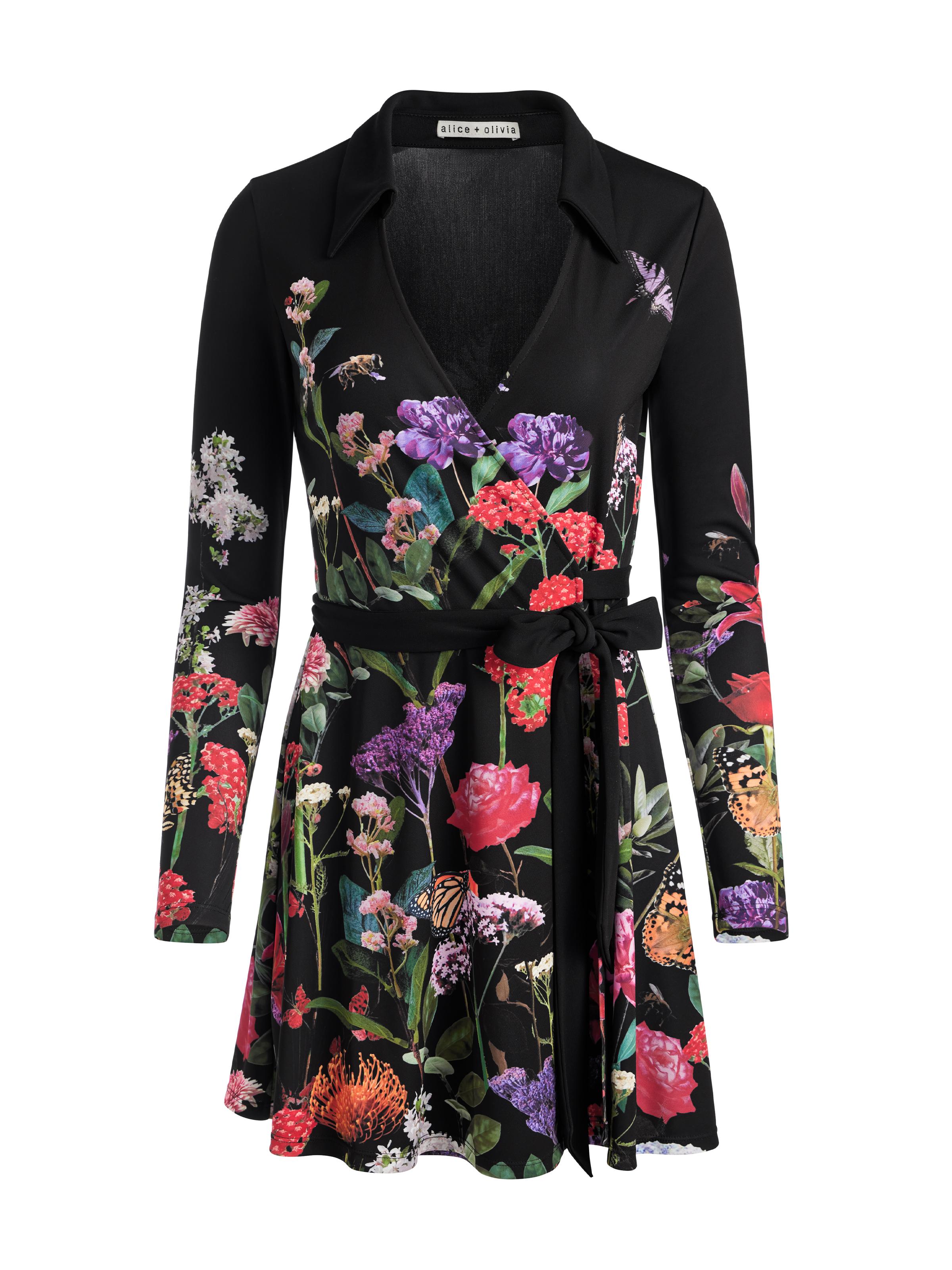 Alice + Olivia Millicent Mini Dress in Black | Lyst
