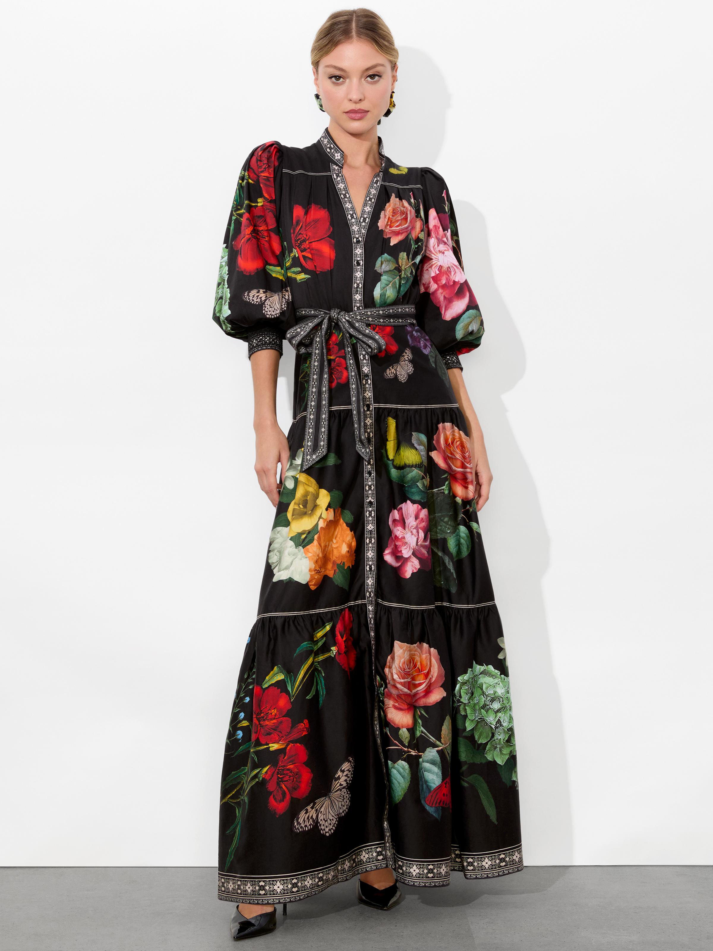 Alice + Olivia Cora Maxi Shirt Dress in Red | Lyst