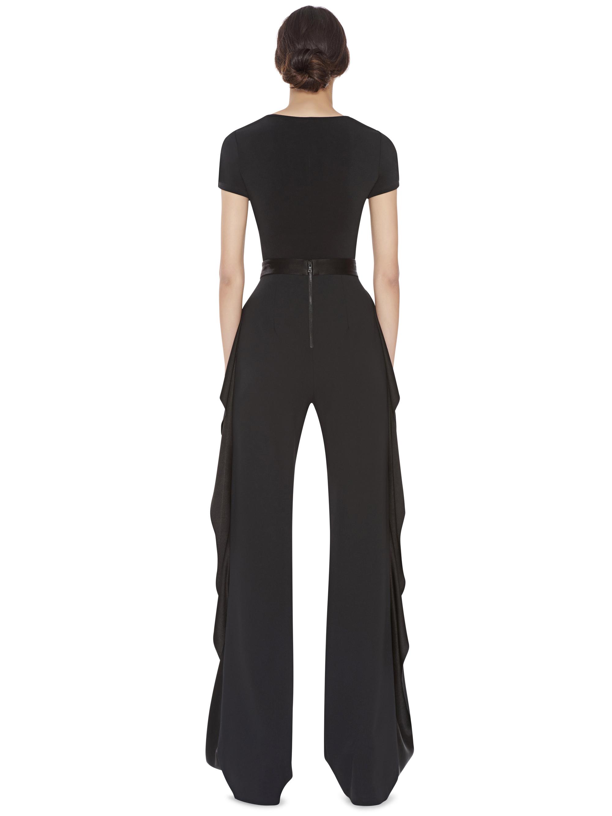 Alice + Olivia Wallace Side Ruffle Pant in Black - Lyst