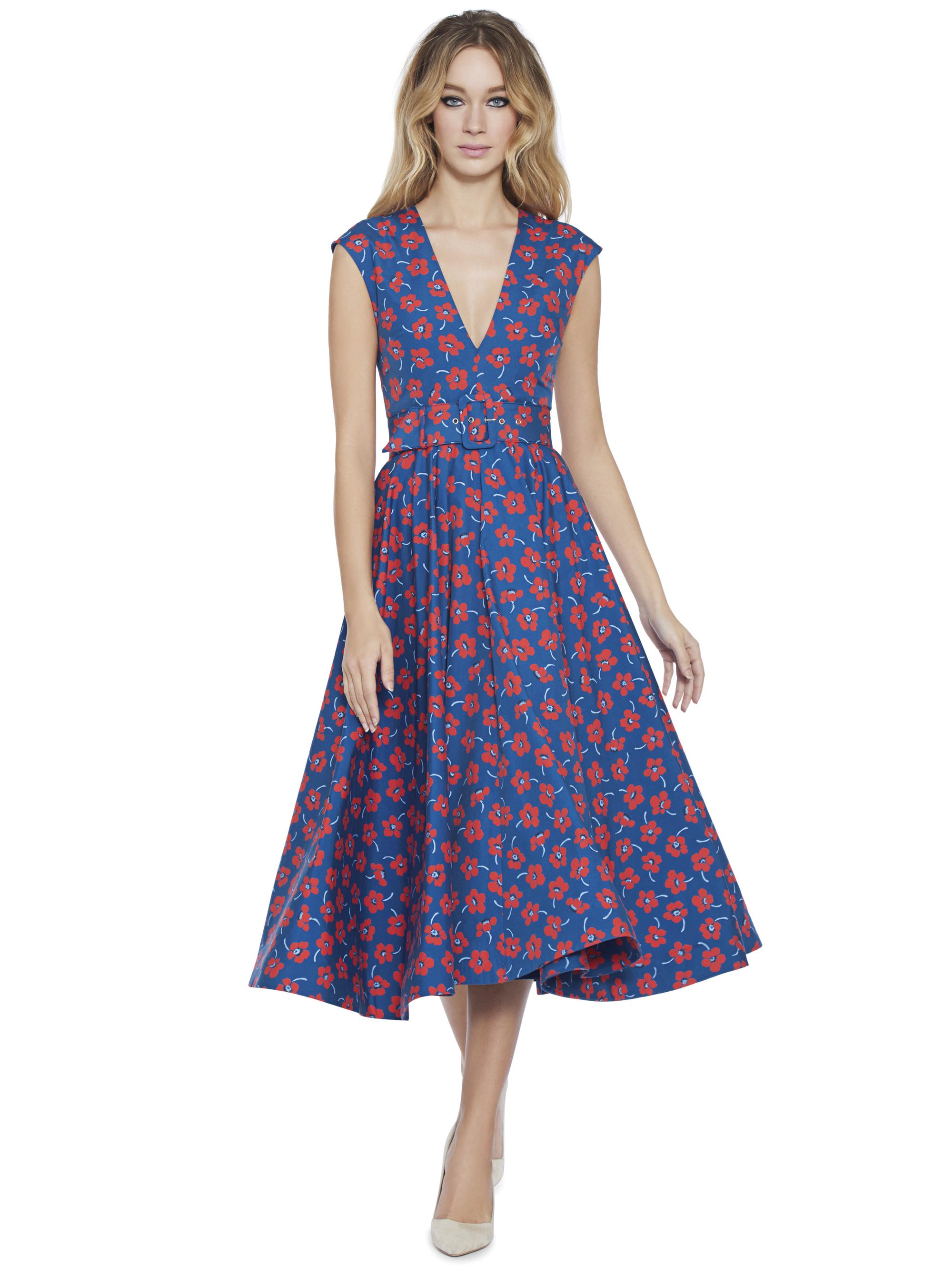 alice and olivia blue floral dress