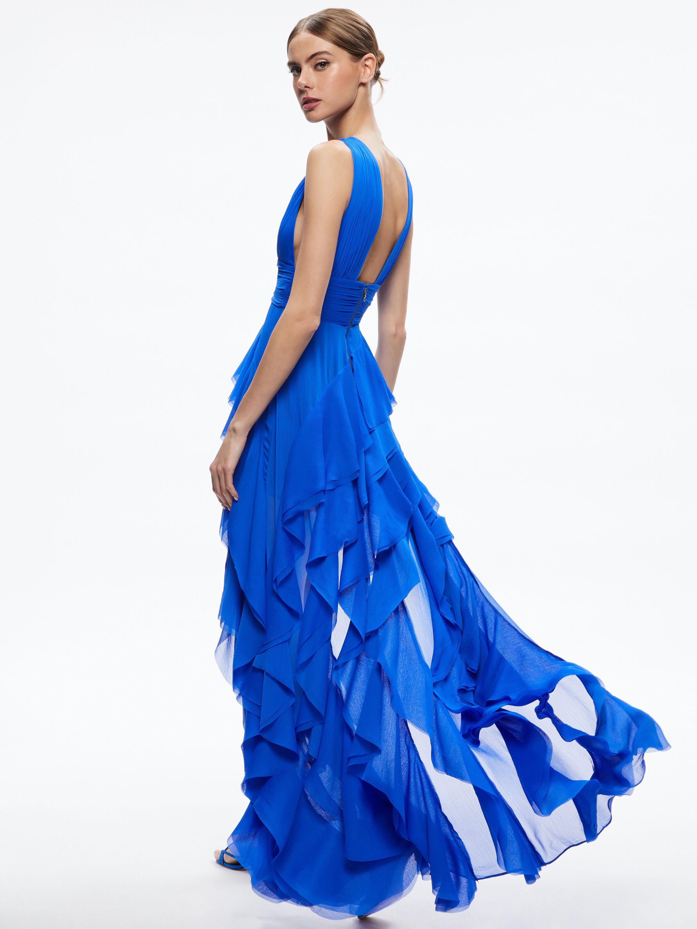 Alice and olivia blue gown sale