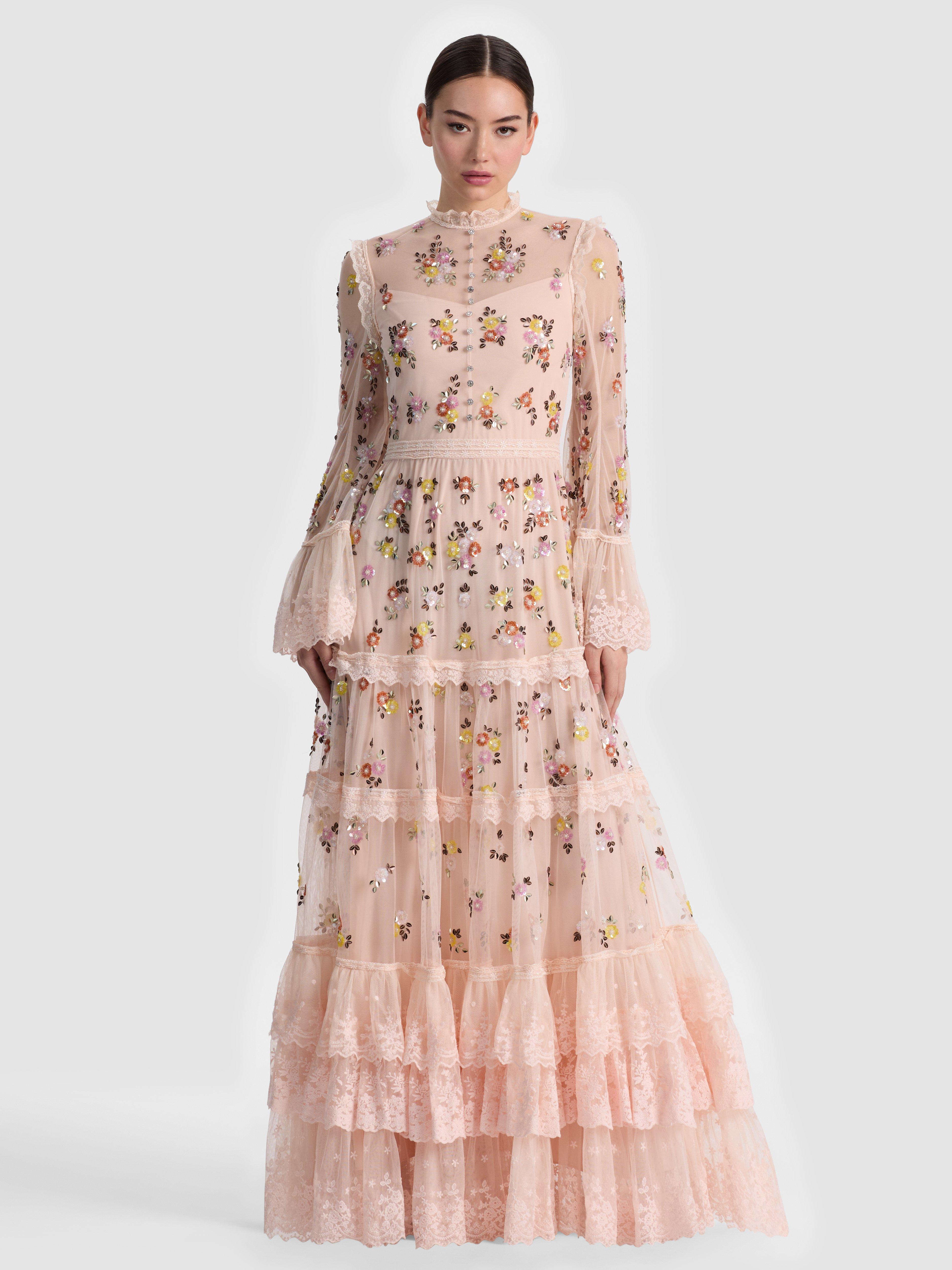 alice and olivia lace maxi dress CALLA LACE MAXI DRESS in OFF WHITE