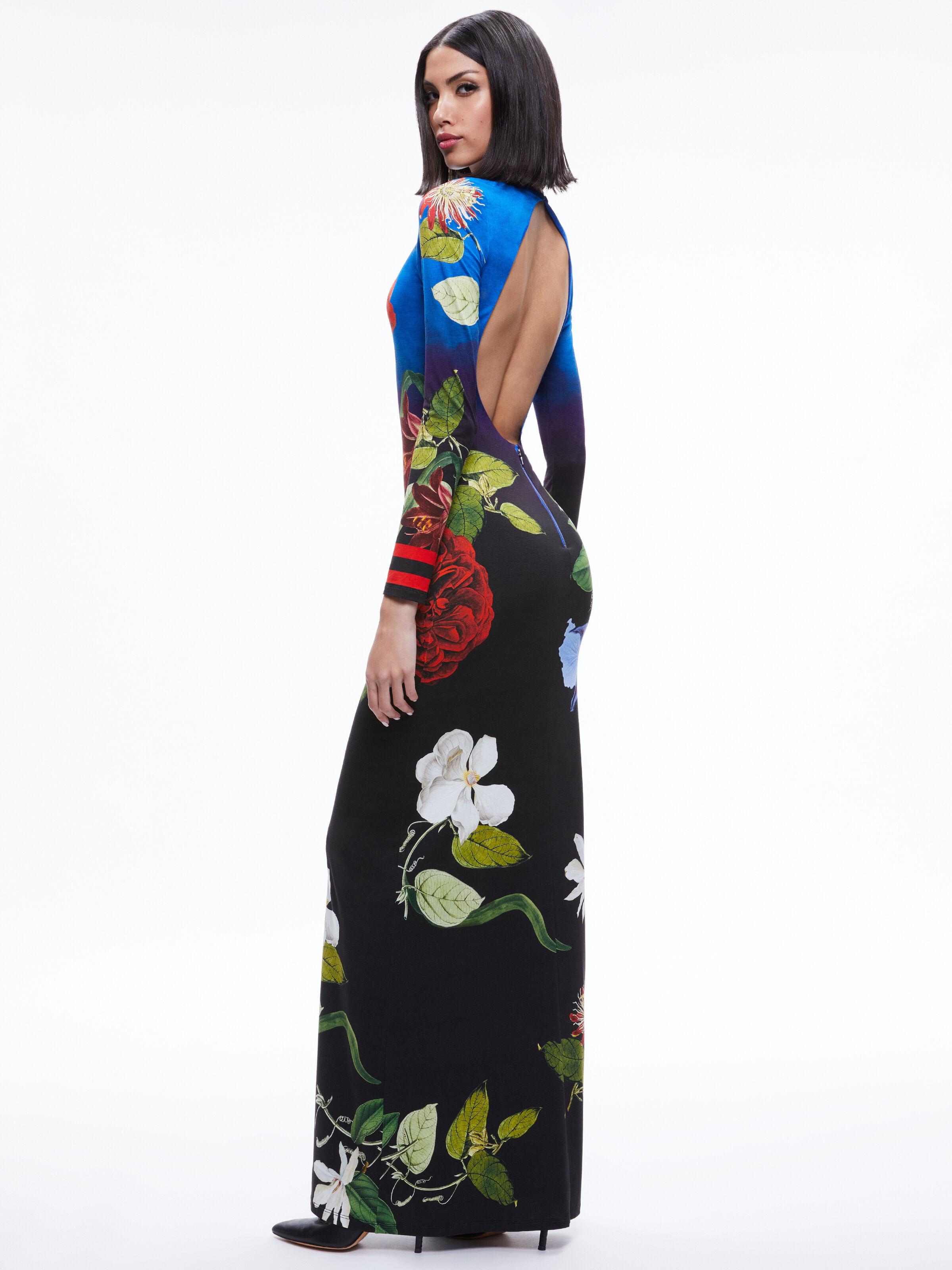 【Alice+Olivia】DELORA OPEN BACK MAXI DRESS 関税送料込 Delora Open Back Maxi Dress In Lunch Date | Alice + Olivia