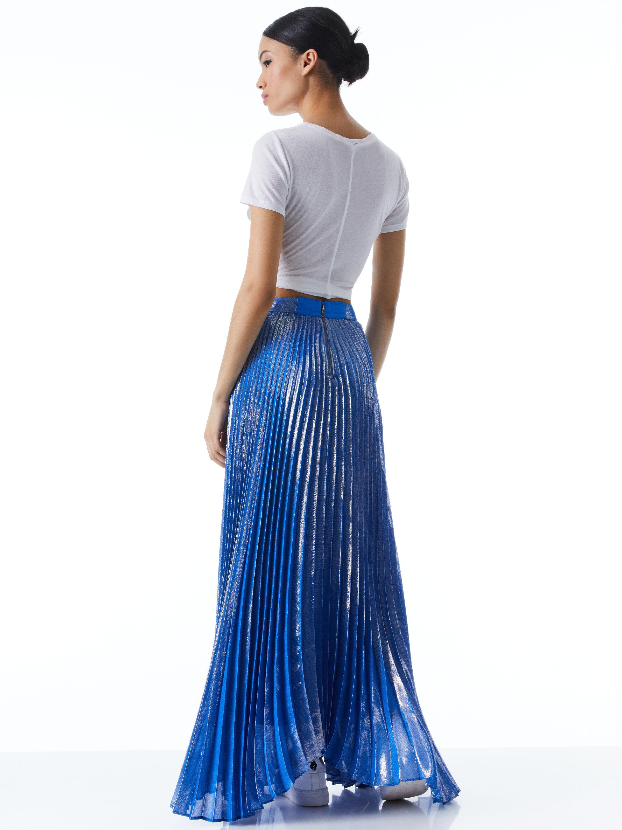 Olivia Katz Sunburst Pleated Maxi Skirt 