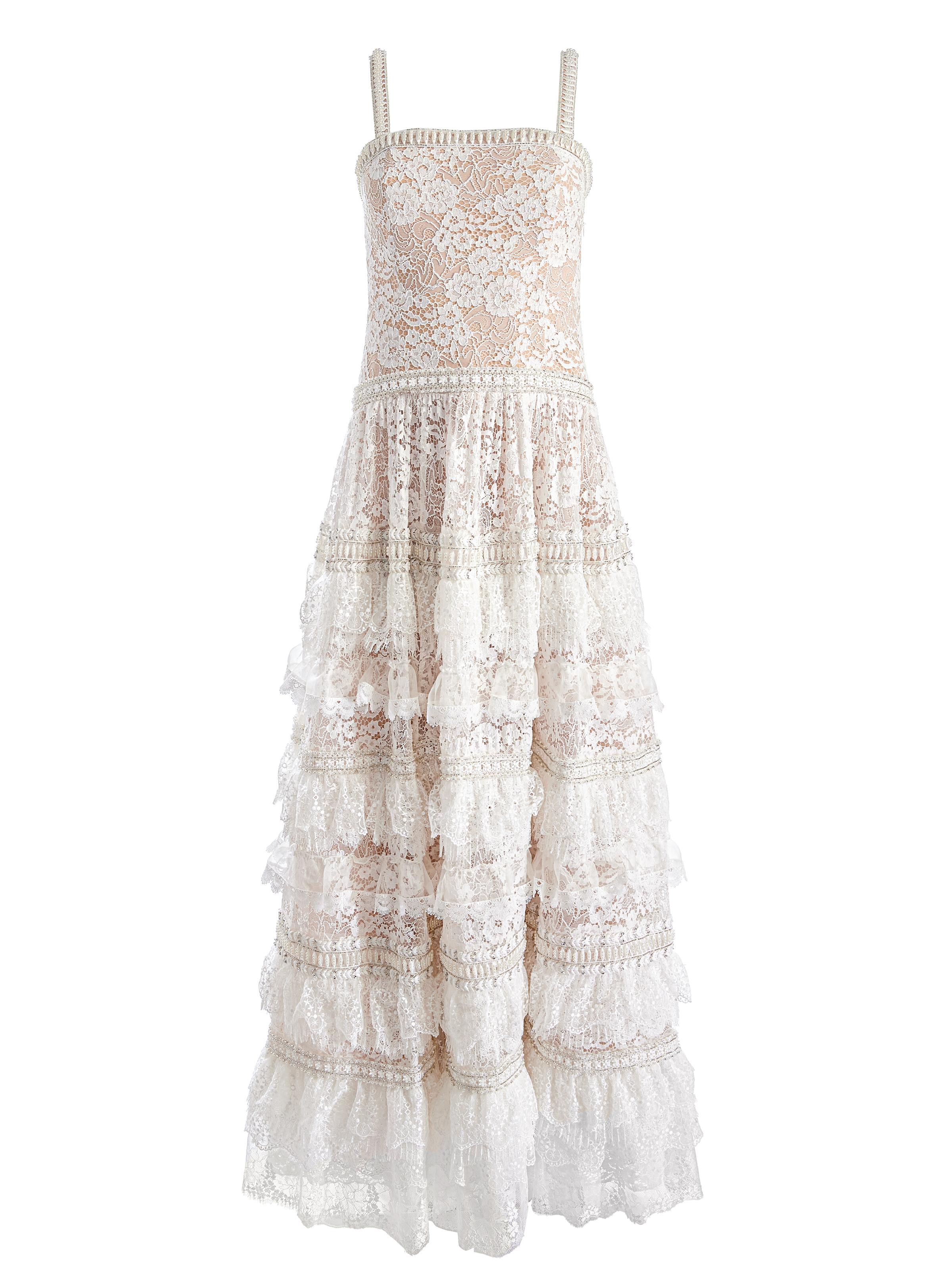 zena lace maxi dress Alice + Olivia Zena Lace Maxi Dress in White