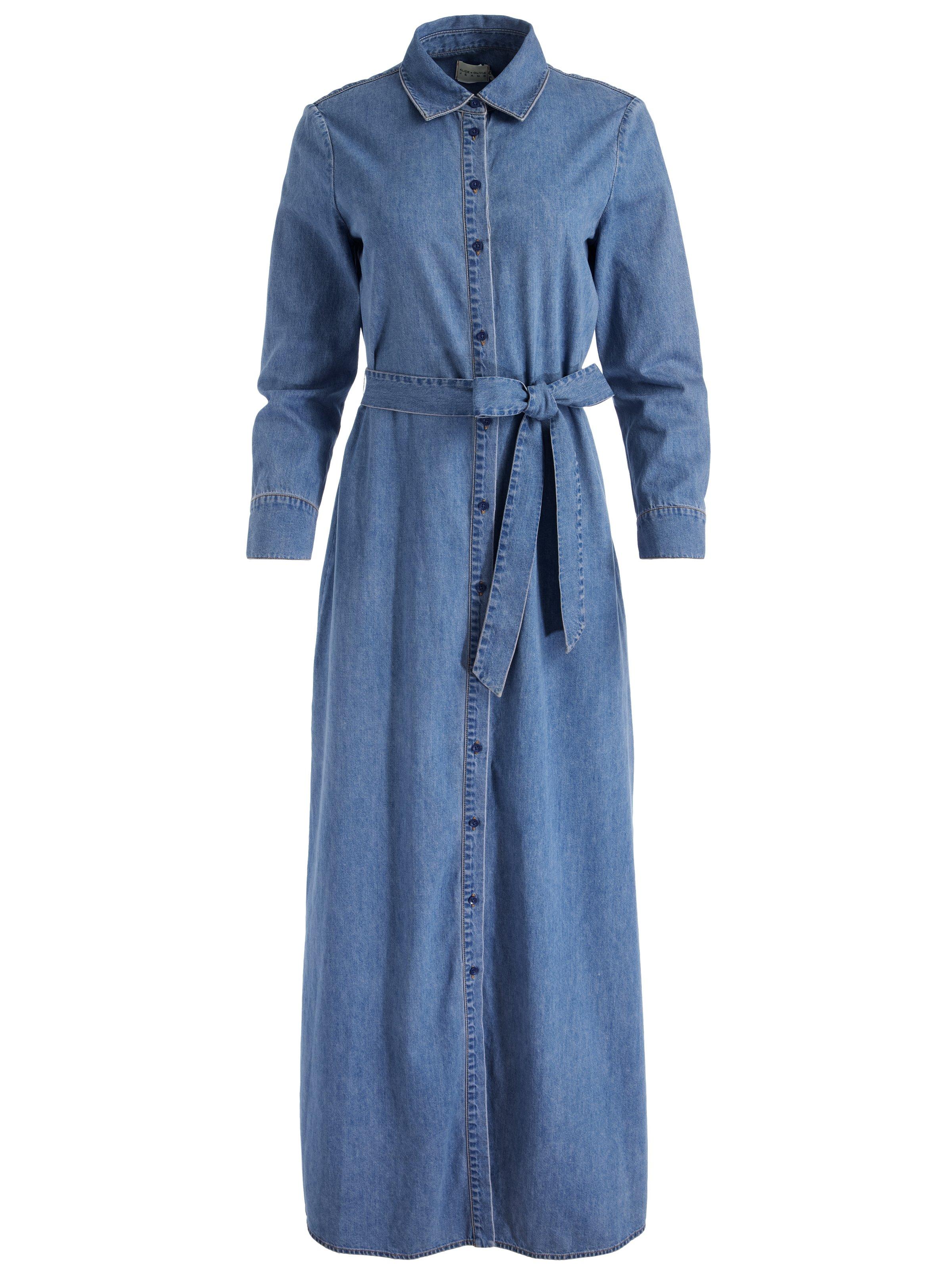 chinese dress ladies AALLYN Womens Casual Button Down Denim Maxi Dress Lapel Long Sleeve Long  Jean Dresses with Pockets(Size:Large,Color:Dark Blue) : Amazon.co.uk:  Fashion main image 1