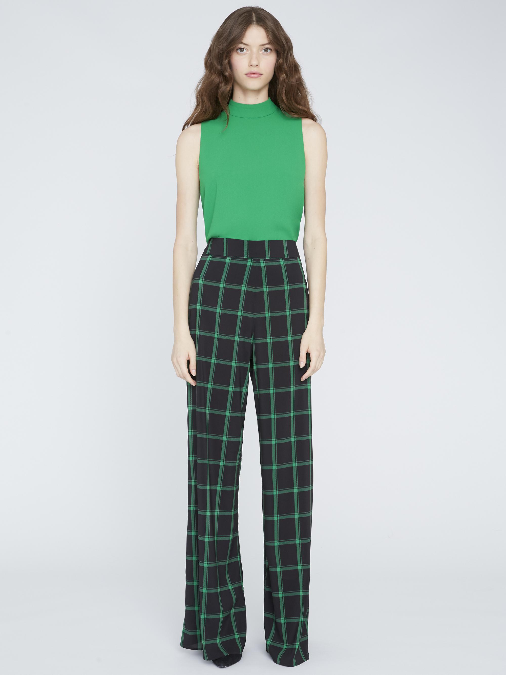 GREEN PLAID PANTS ZOE BLACK