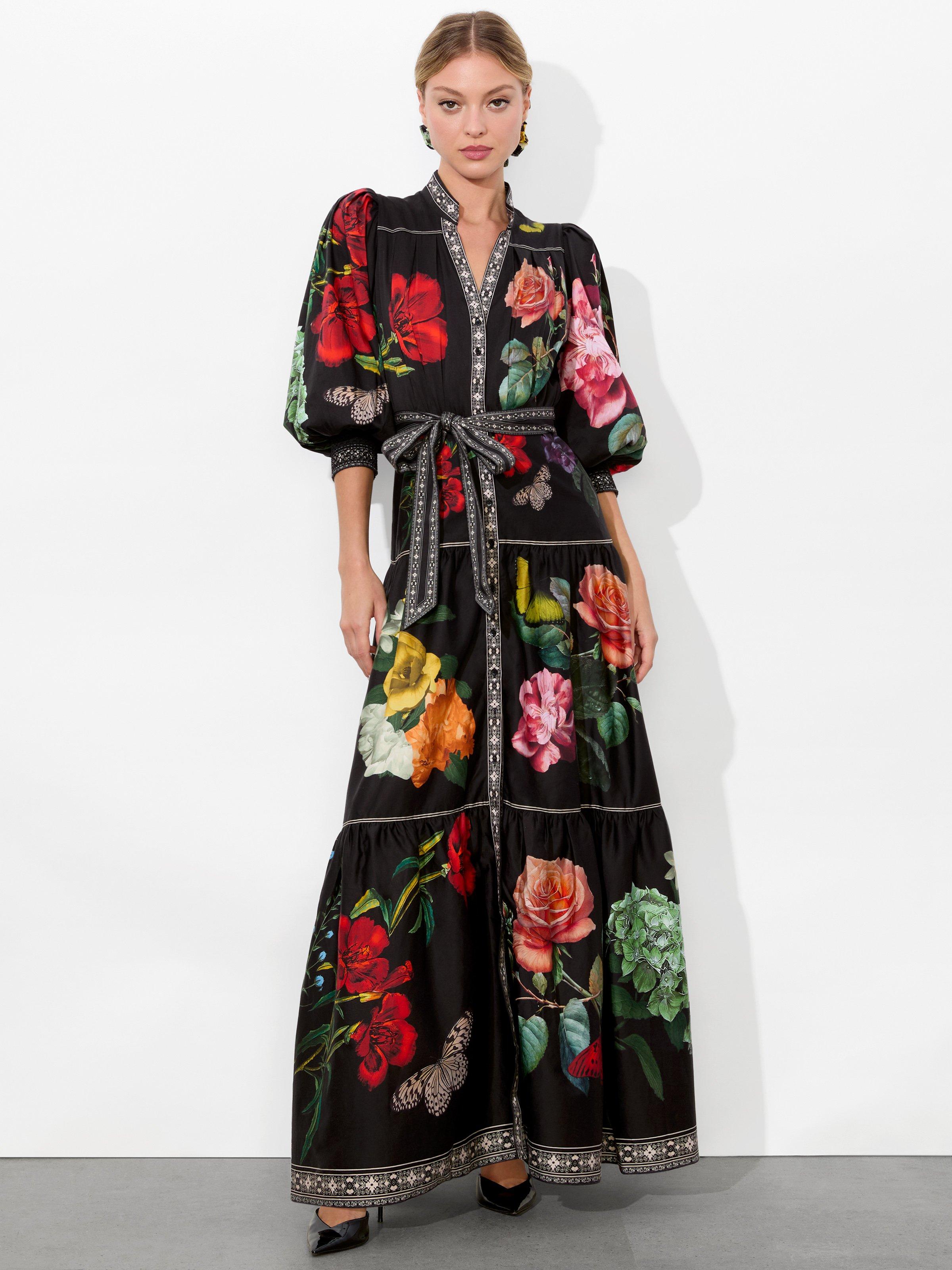 Alice + Olivia Cora Maxi Shirt Dress in Red | Lyst