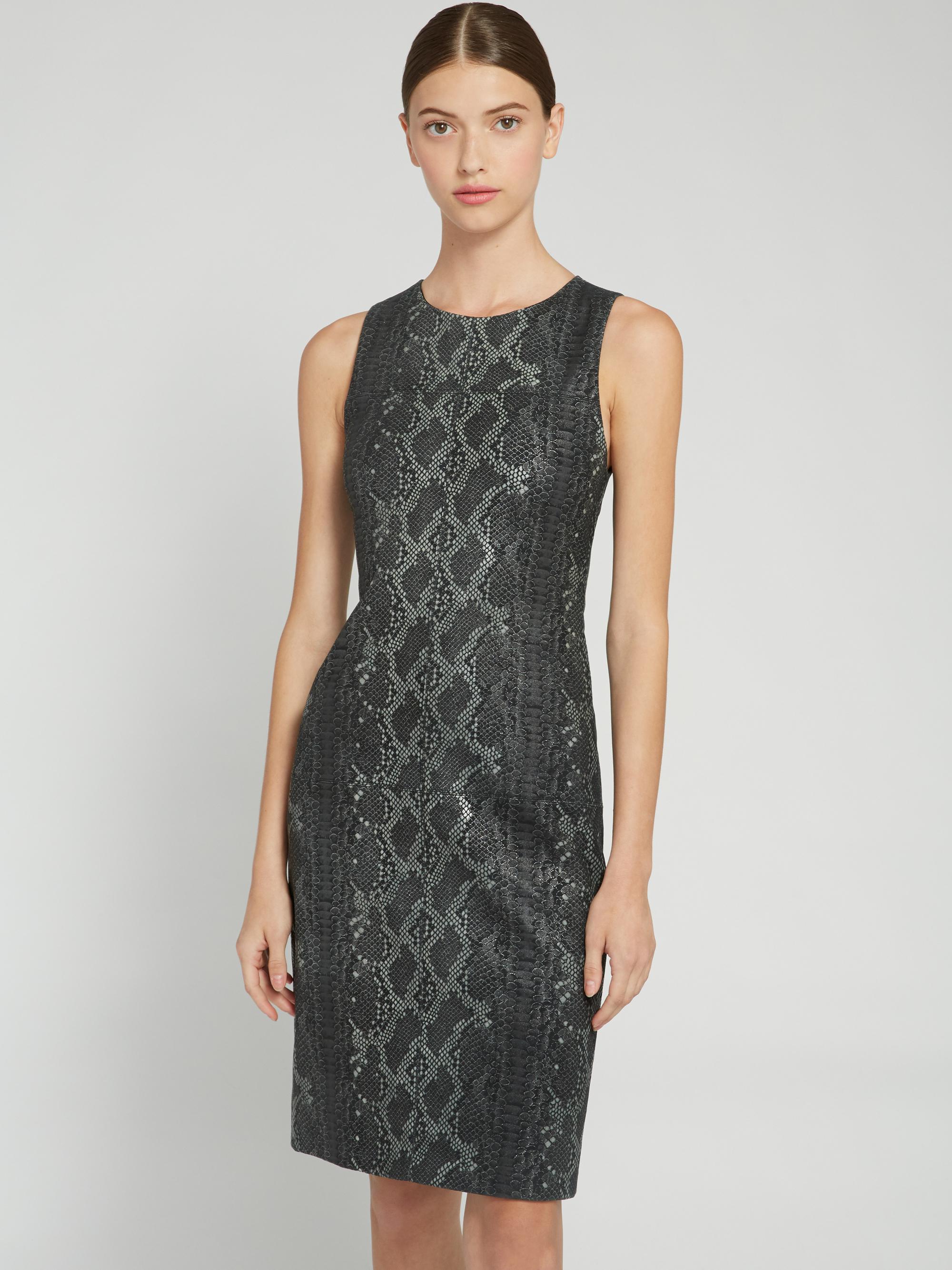 snake print leather dress