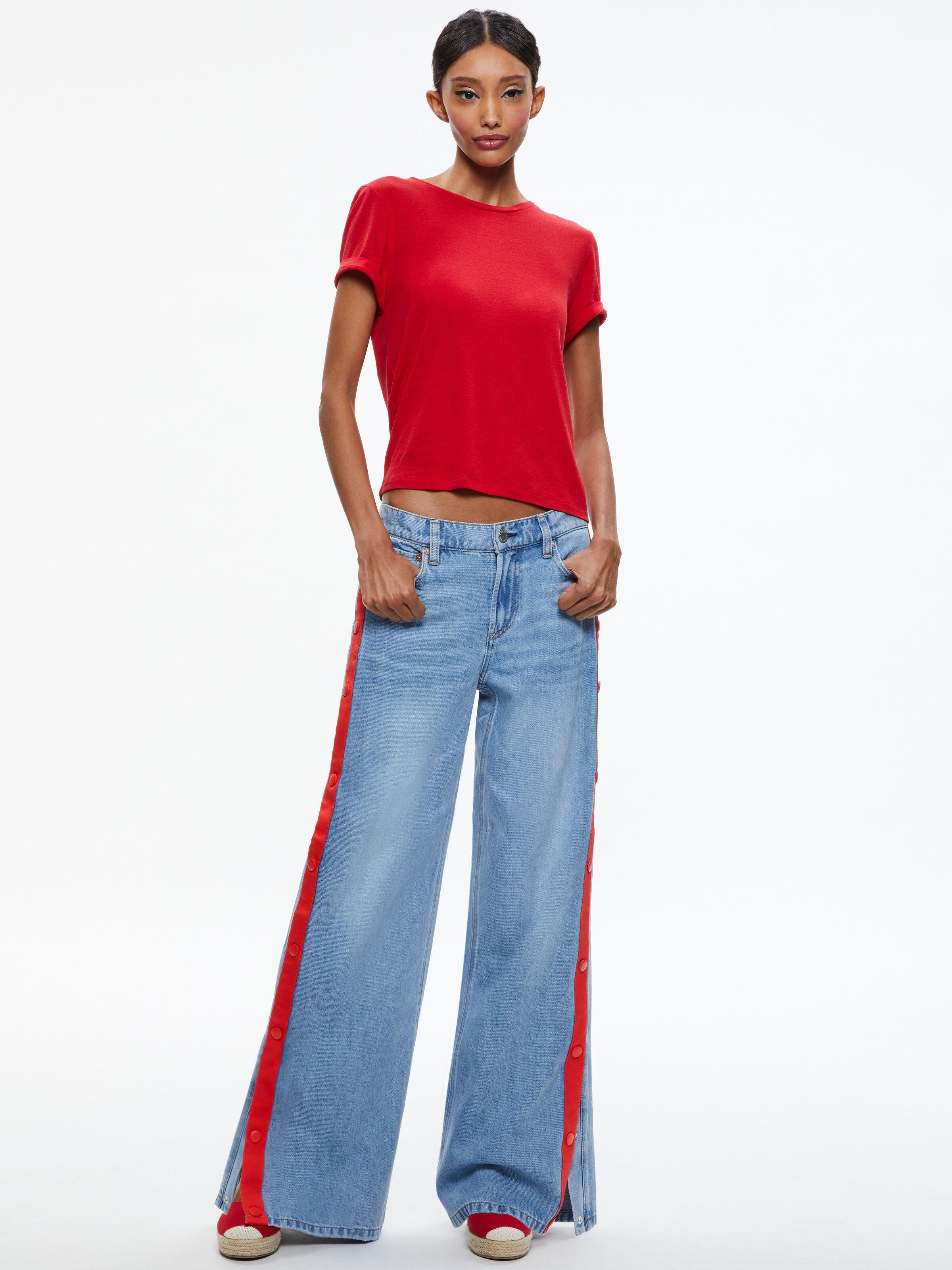 Alice Olivia Rola Wide Leg Snap Side Jean in Blue Lyst