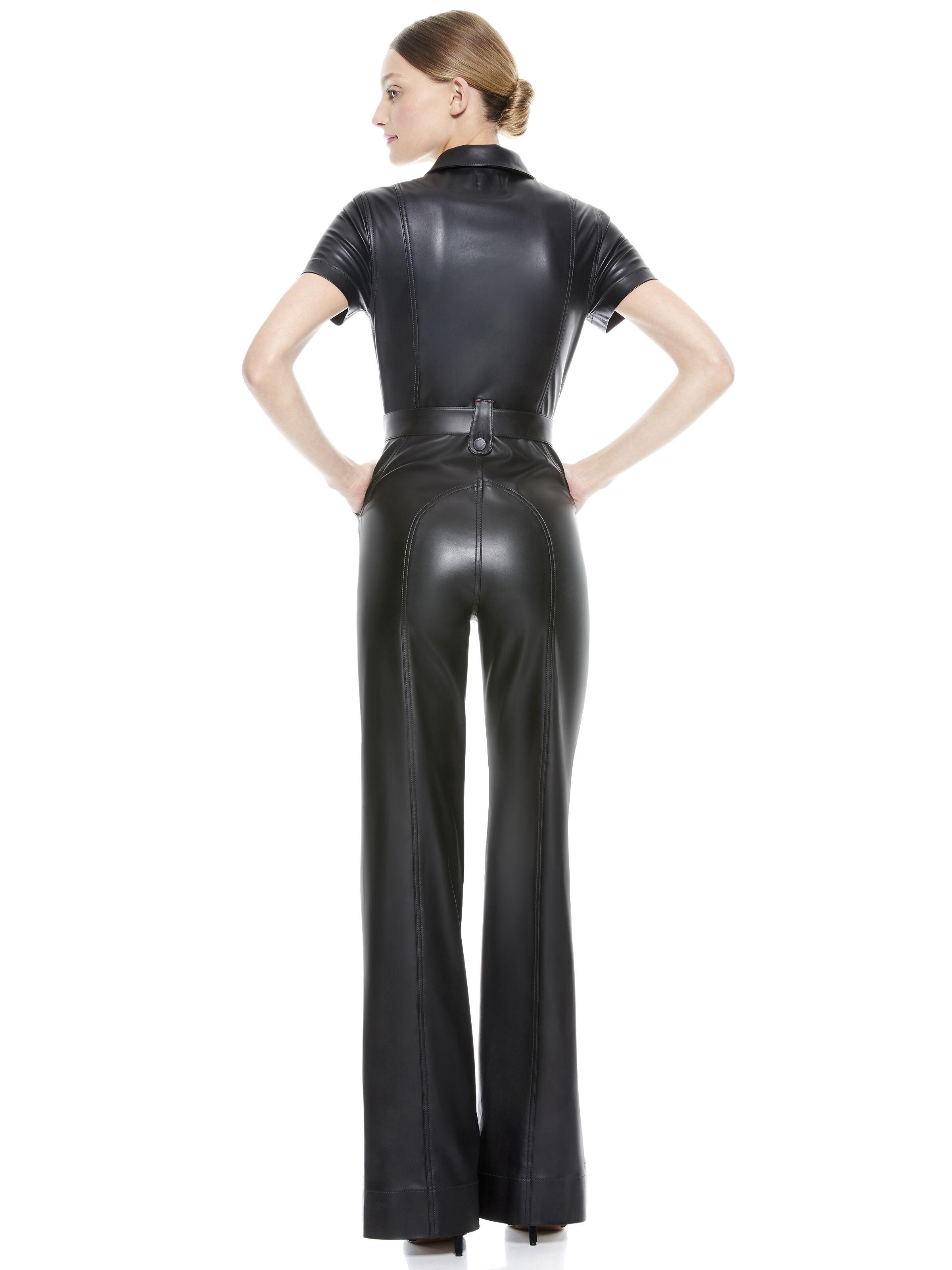 alice and olivia leather jumpsuit