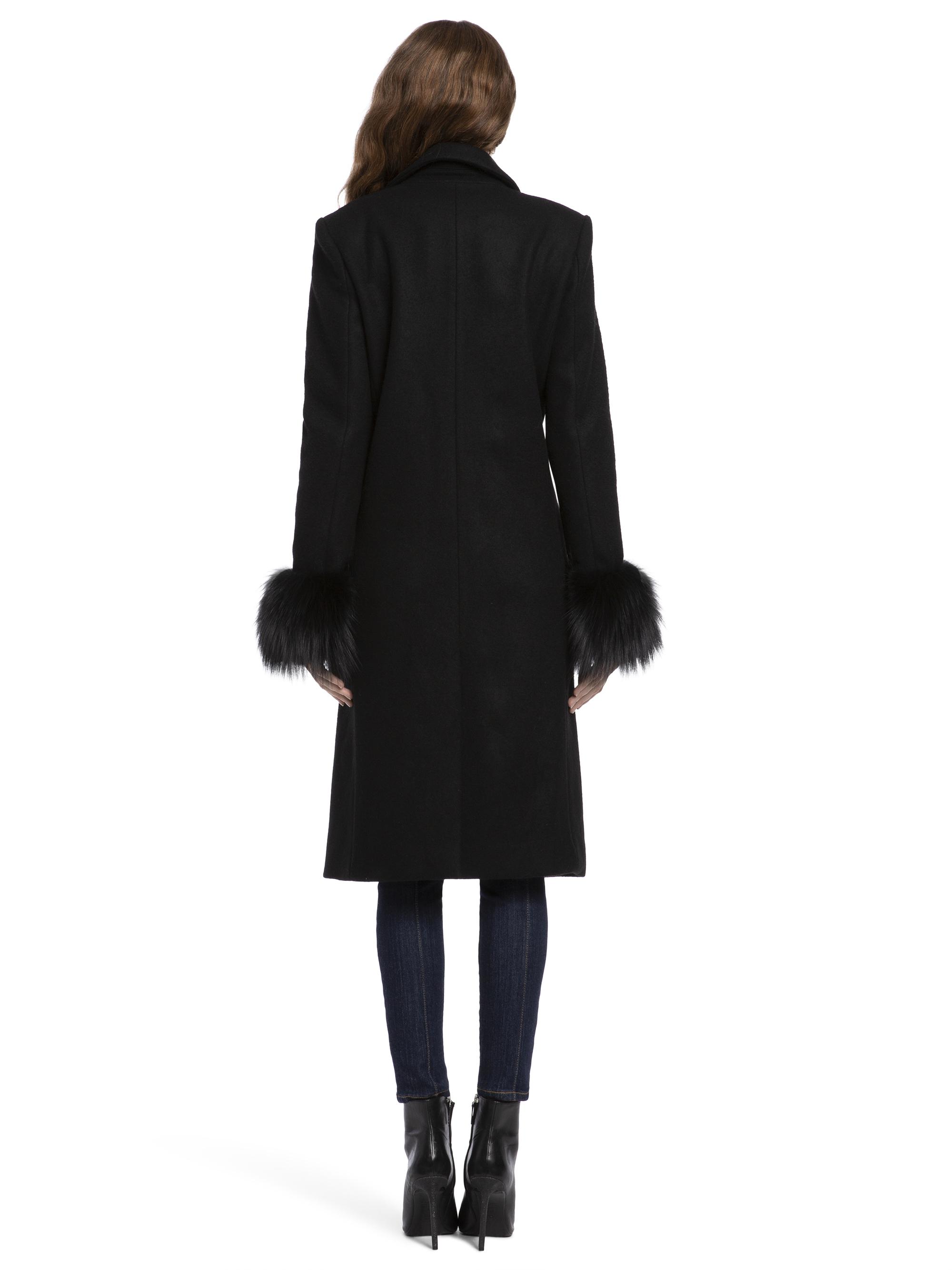 Alice + Olivia Jacoby Removable Fur Cuff Coat in Black Lyst