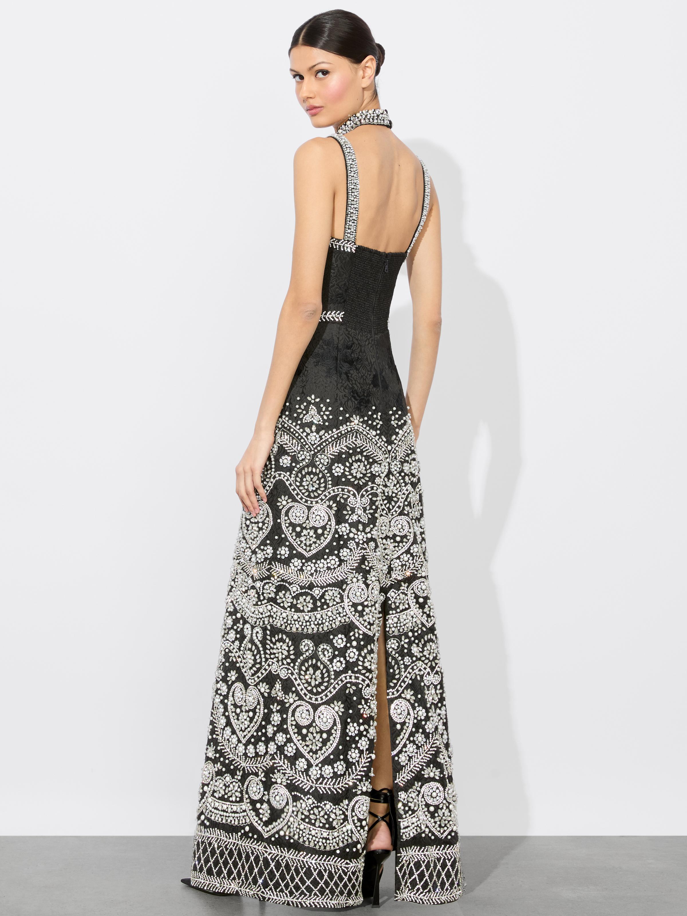 black dress xxs Alice + Olivia - Ada Peekaboo Bustier Midi Dress main image 1