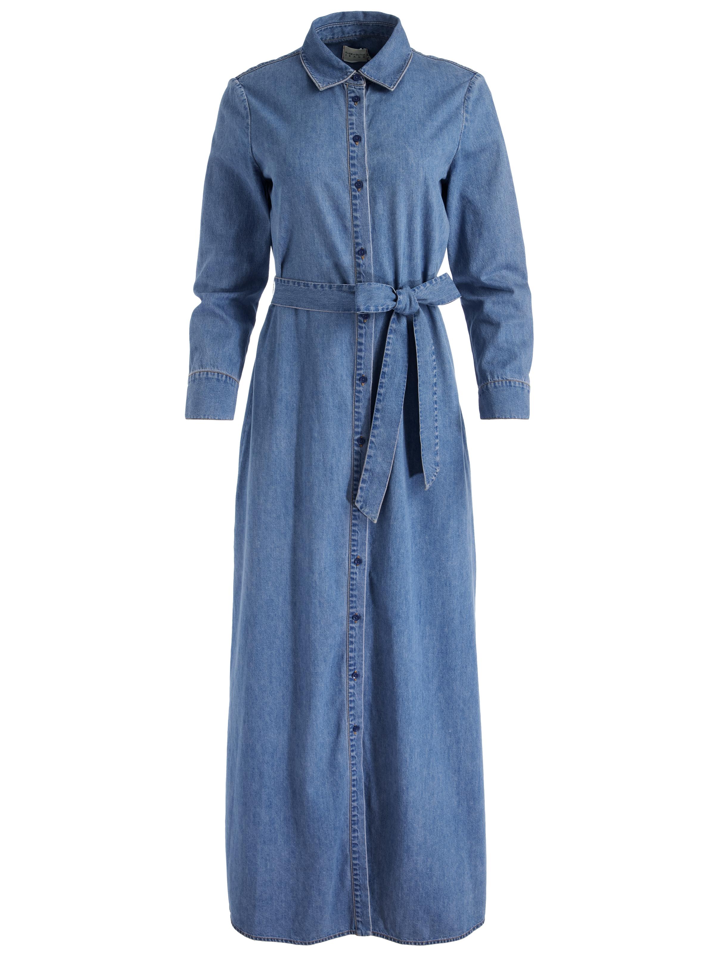alice and olivia denim maxi dress Alice + Olivia Chassidy Denim Maxi Dress in Blue