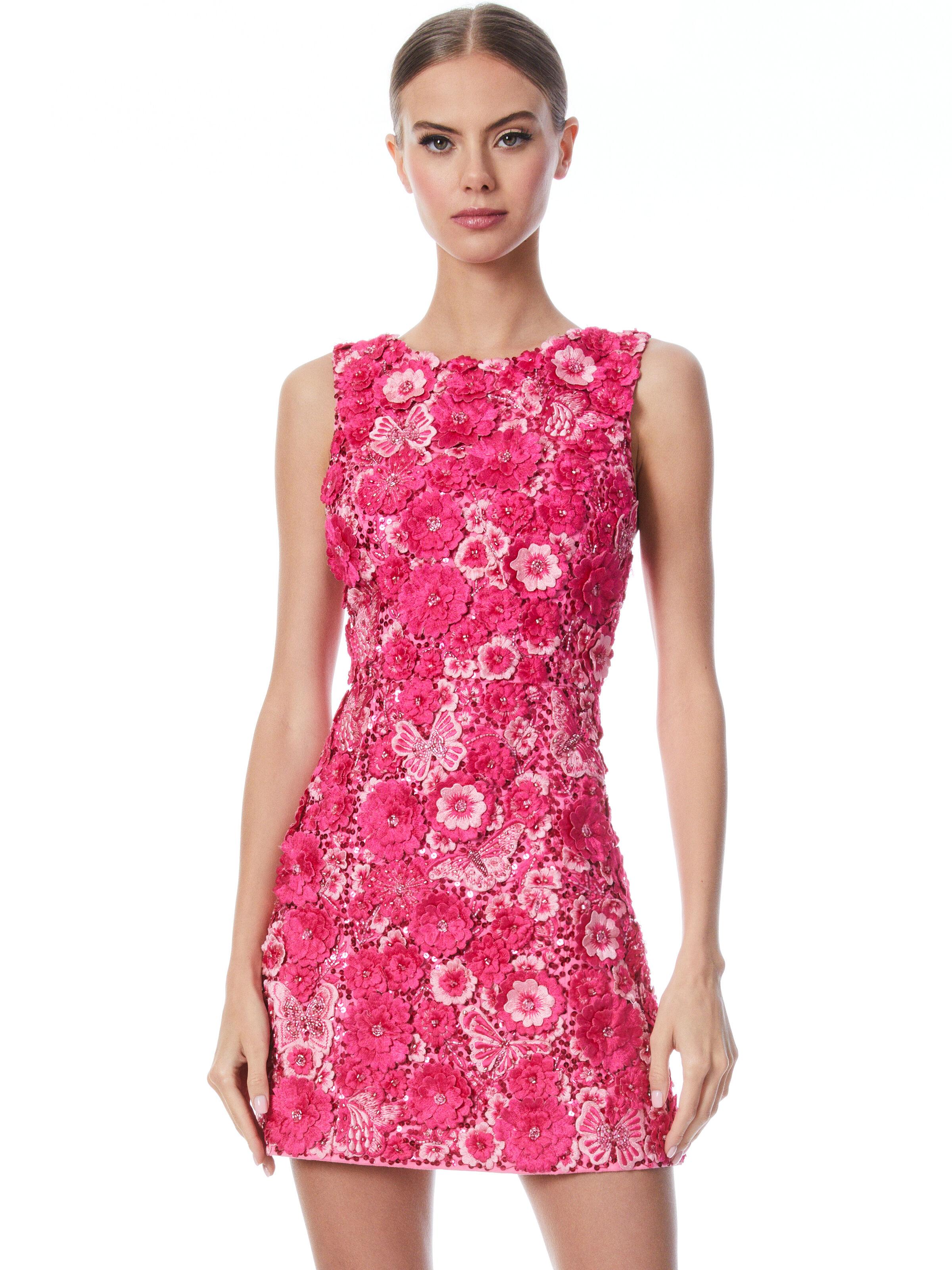Alice + Olivia Lindsey Embellished Mini Gown in Pink | Lyst