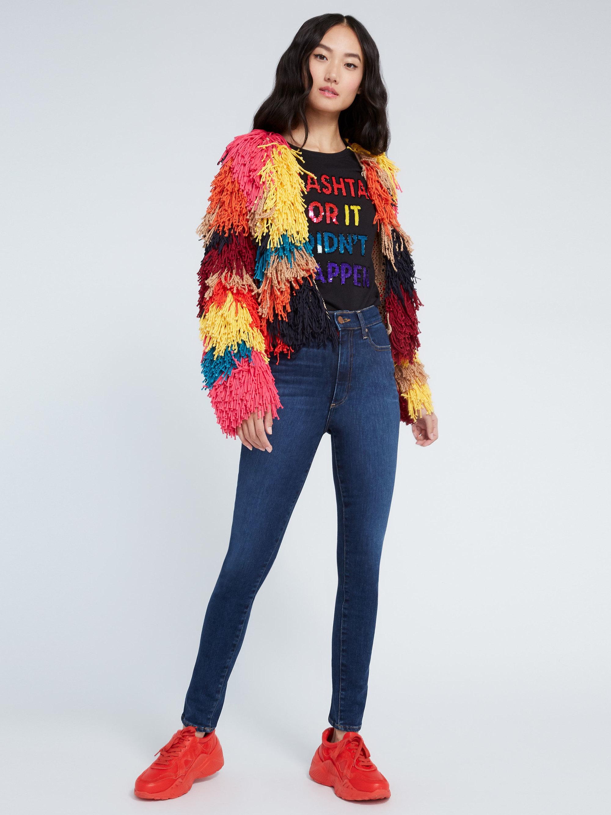 multicolor fringe cardigan