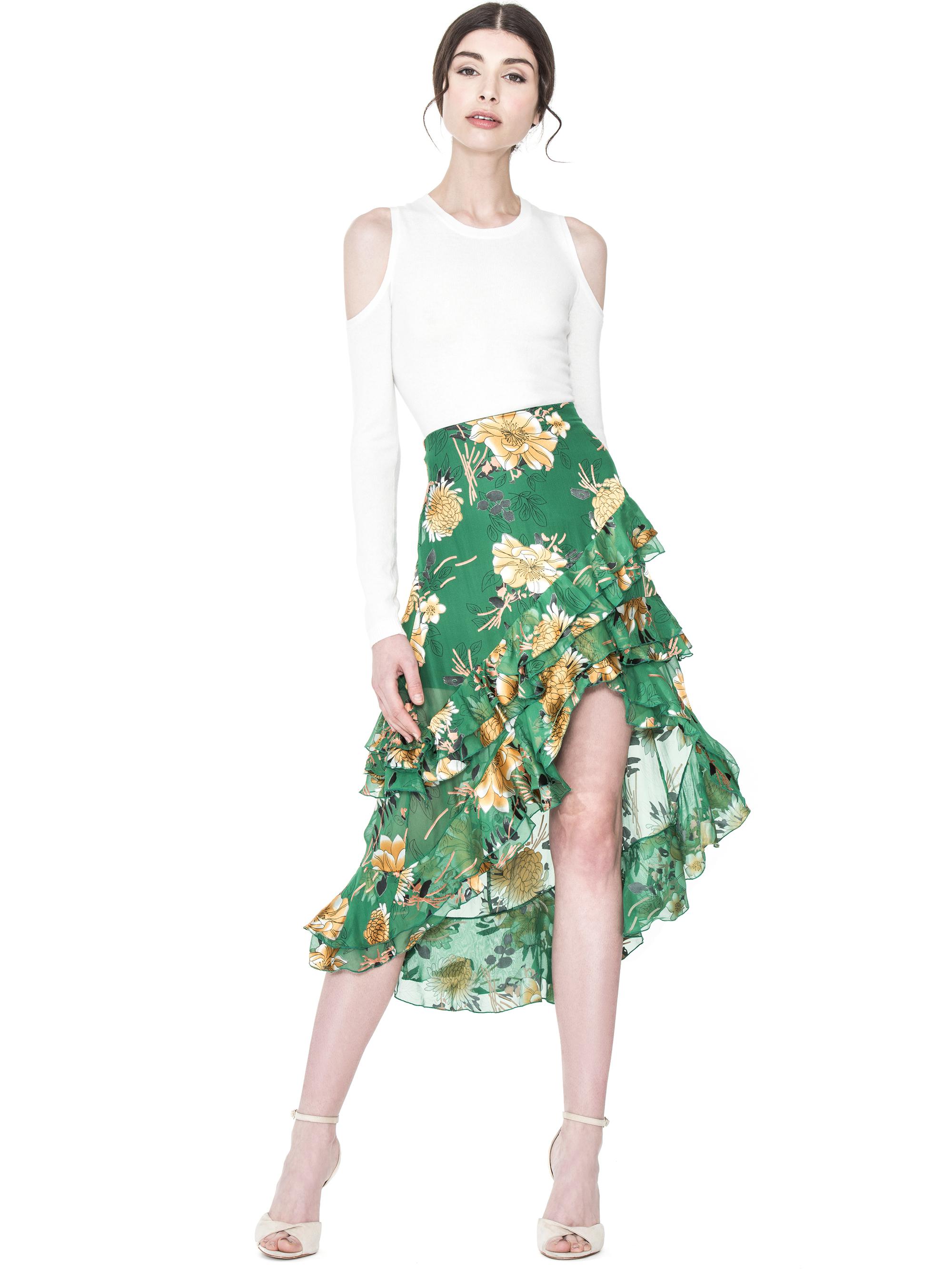 asymmetrical tiered ruffle skirt