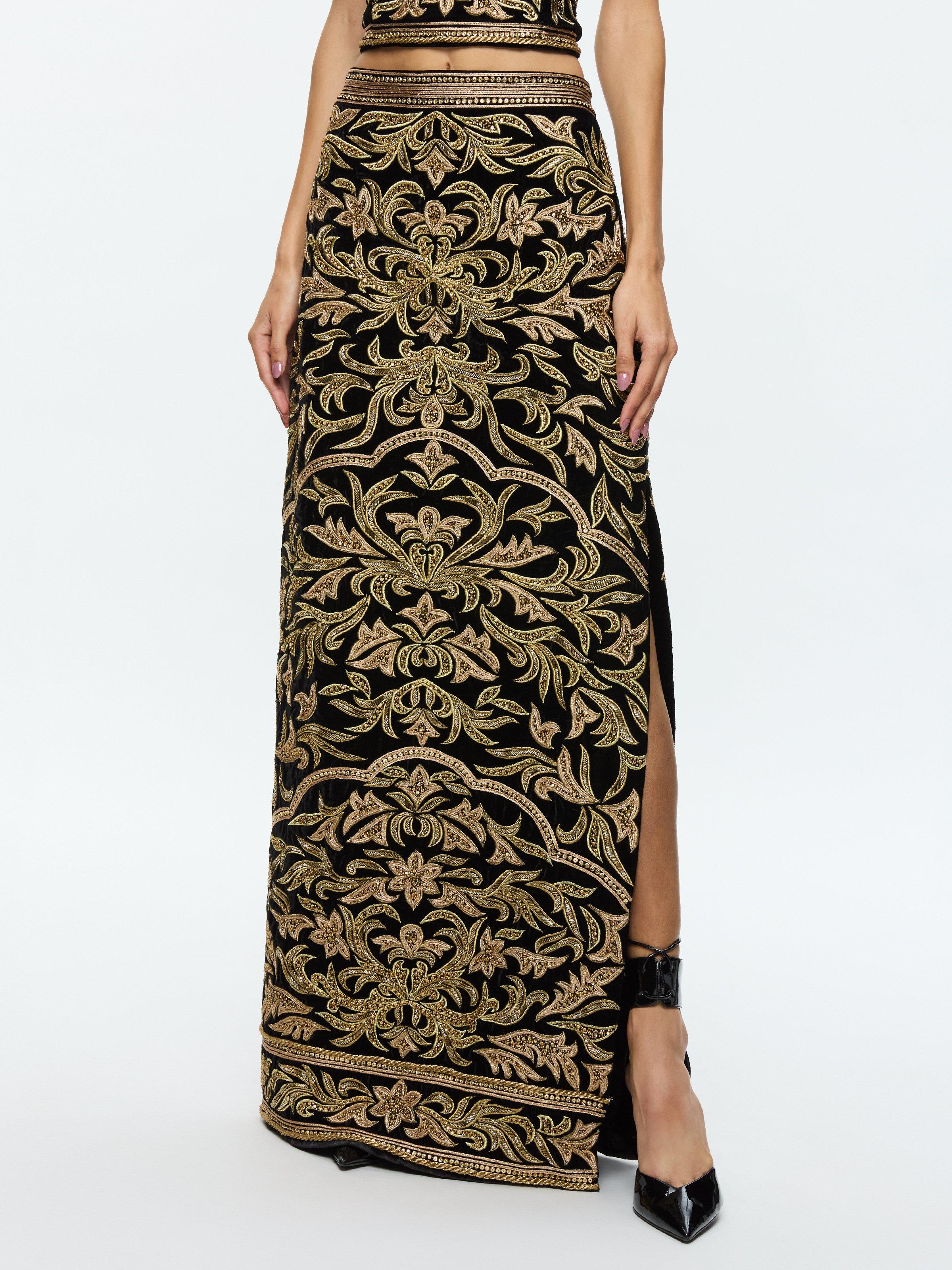 アリスオリビア Gisela スリット入り 魅力的 レース マキシ お得 Alice + Olivia Georgie Maxi Skirt in Green | Lyst
