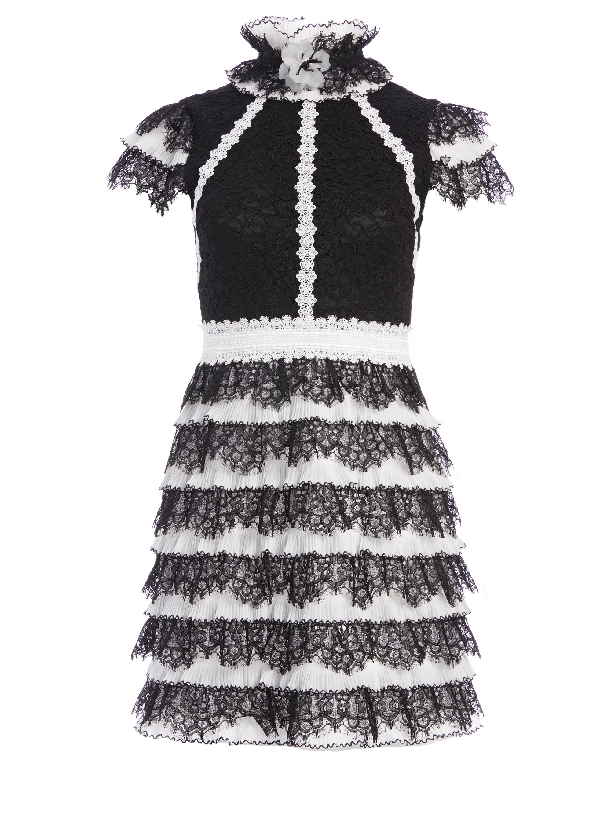 alice and olivia black and white dress