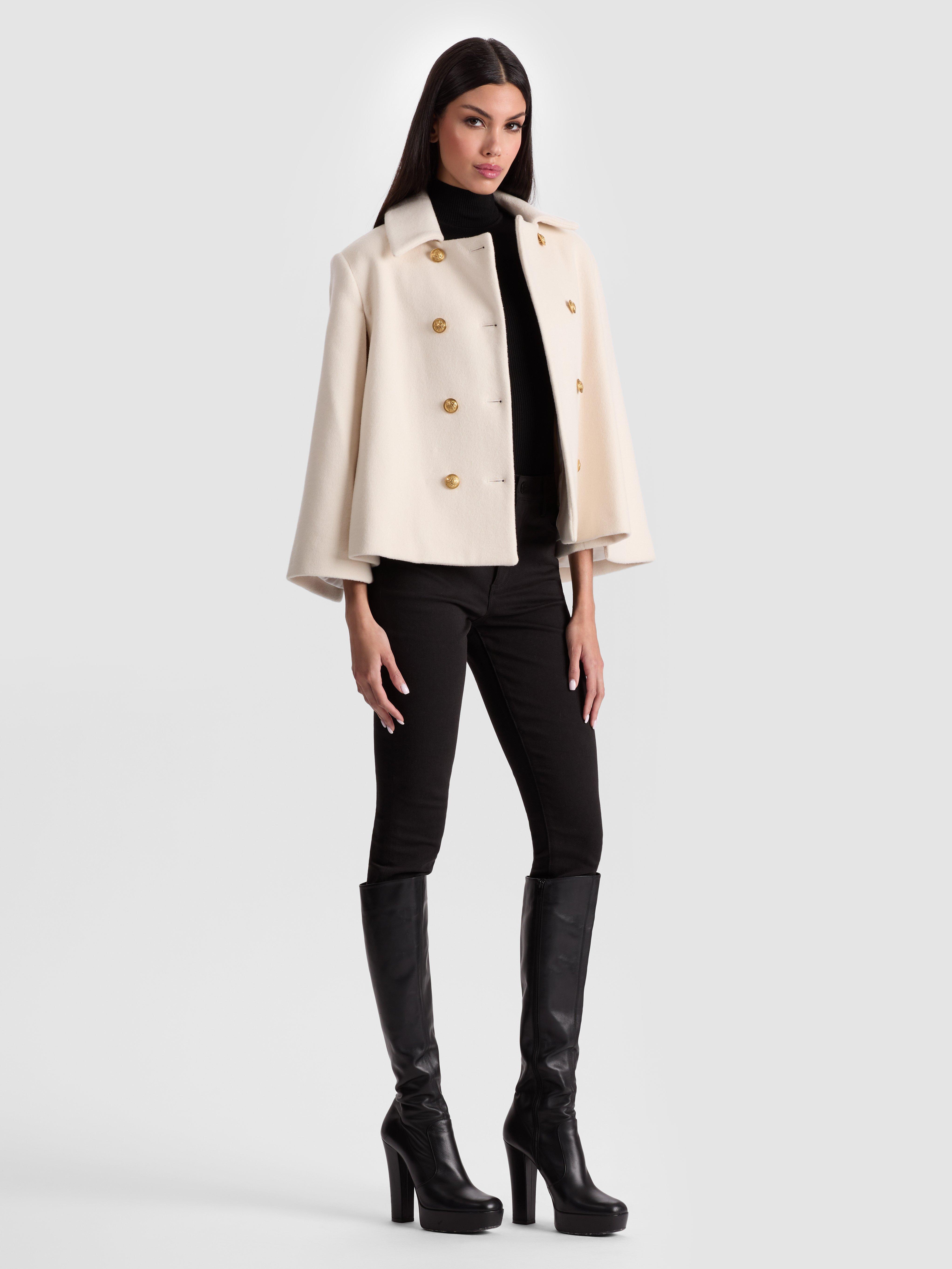 Alice + Olivia★Reynalda Double Breasted Cape Coat - Ecru Reynalda Double Breasted Cape In Ecru | Alice + Olivia