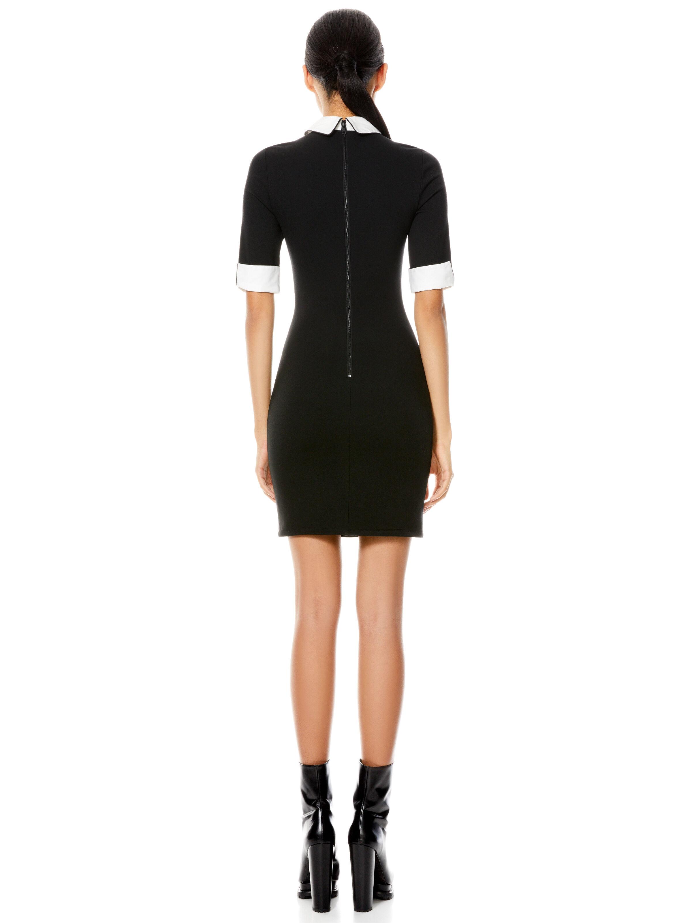 Alice + Olivia Delora Collared Mini Dress in Black - Lyst