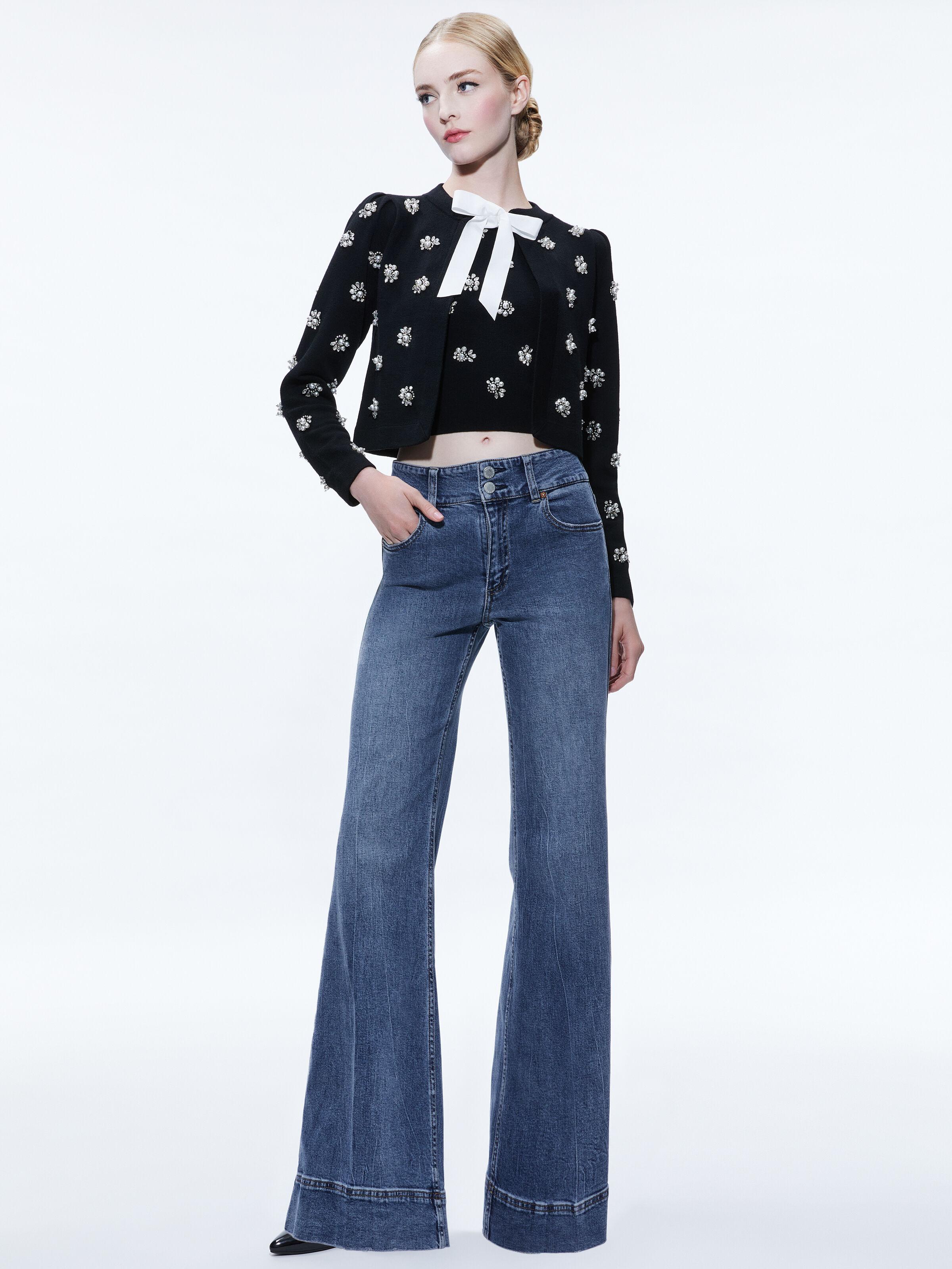 Alice+Olivia Zelina mettallic-knit cropped cardigan - Brown
