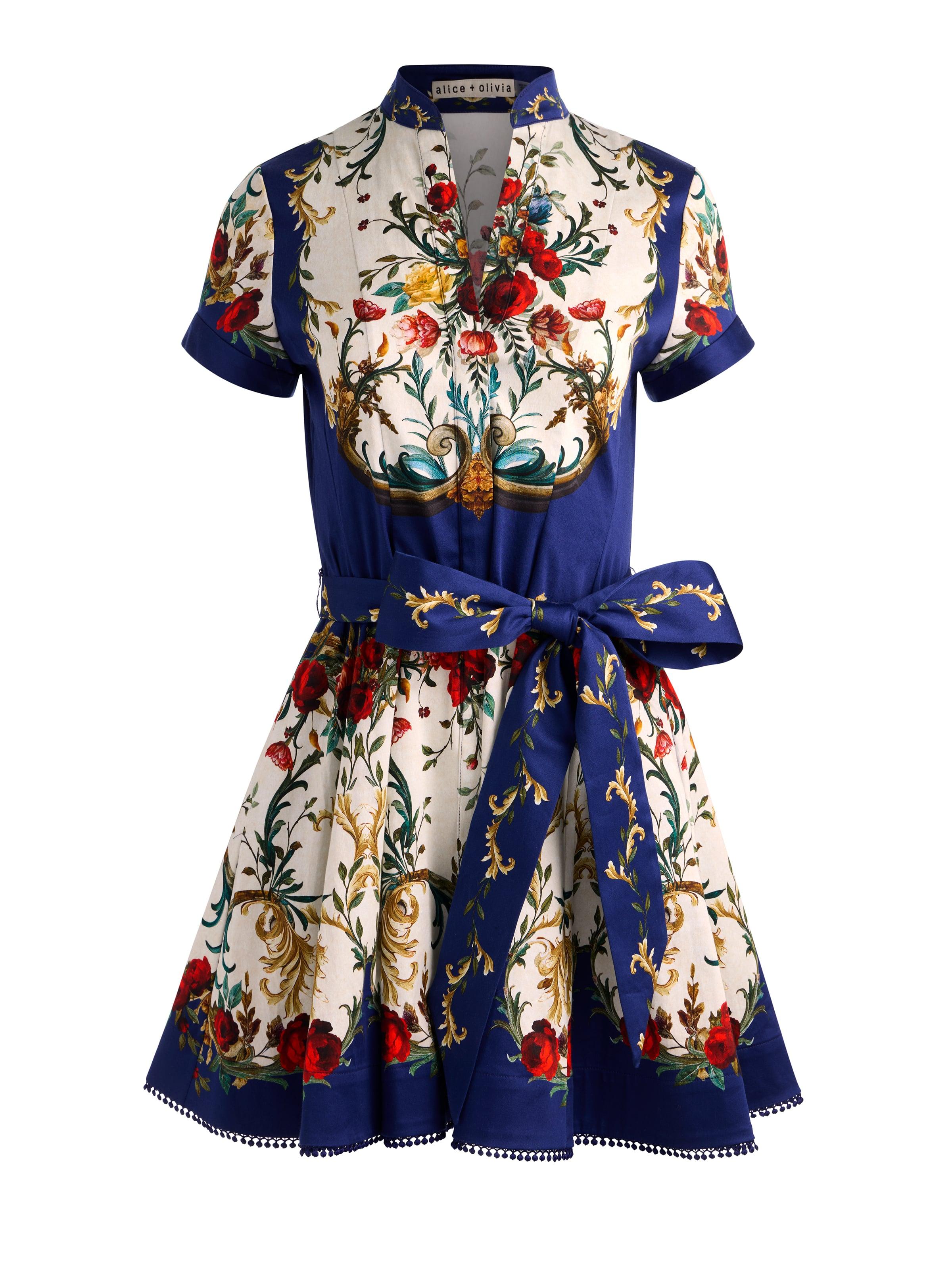 alice and olivia lucy mini shirt dress LUCY MINI SHIRT DRESS in GILDED ROSE