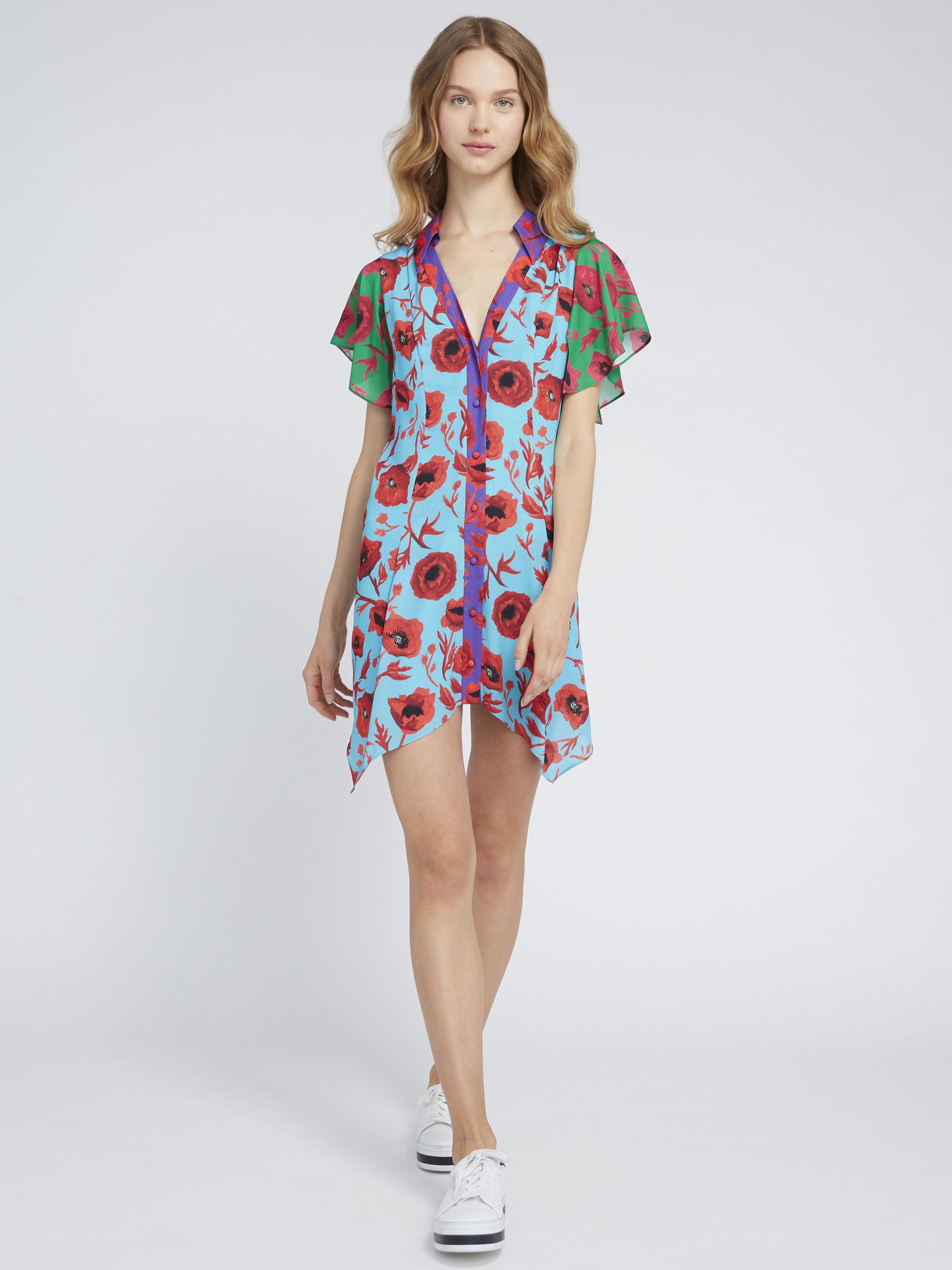 Alice + Olivia Synthetic Conner Floral Mini Dress in Blue - Lyst