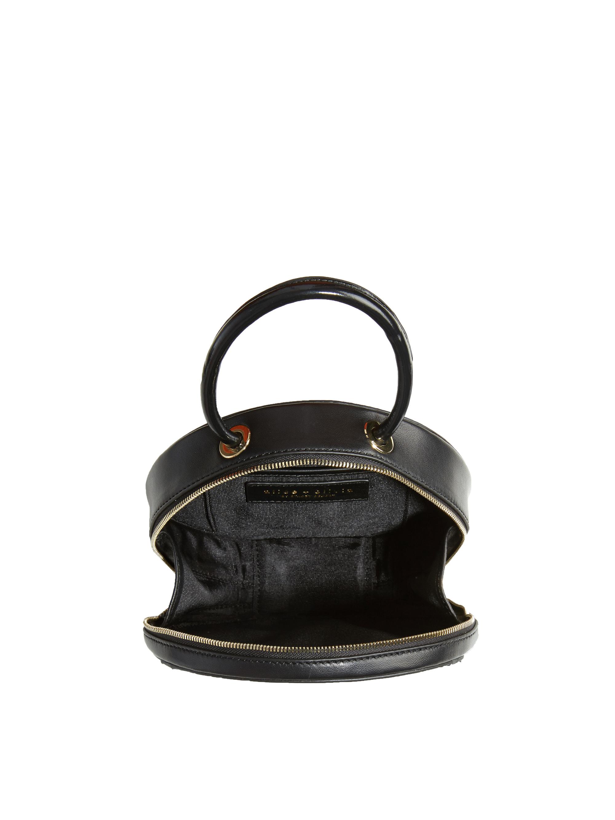Alice + Olivia Leather Stace Face Circular Mini Clutch Bag in 