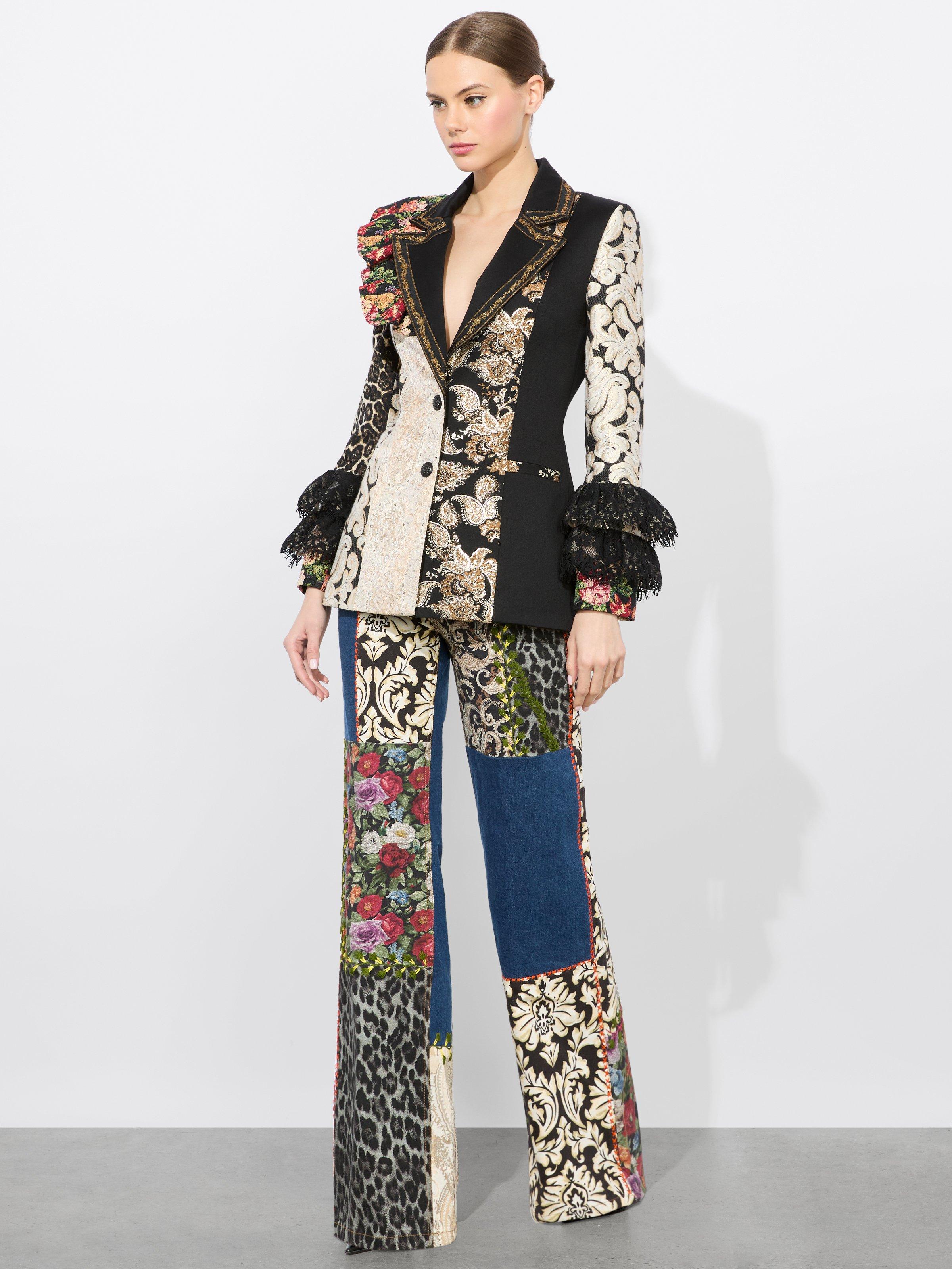 【Alice+Olivia】アリスアンドオリビア FAIE ブレザー Faie Mixed Media Blazer In Multi | Alice + Olivia