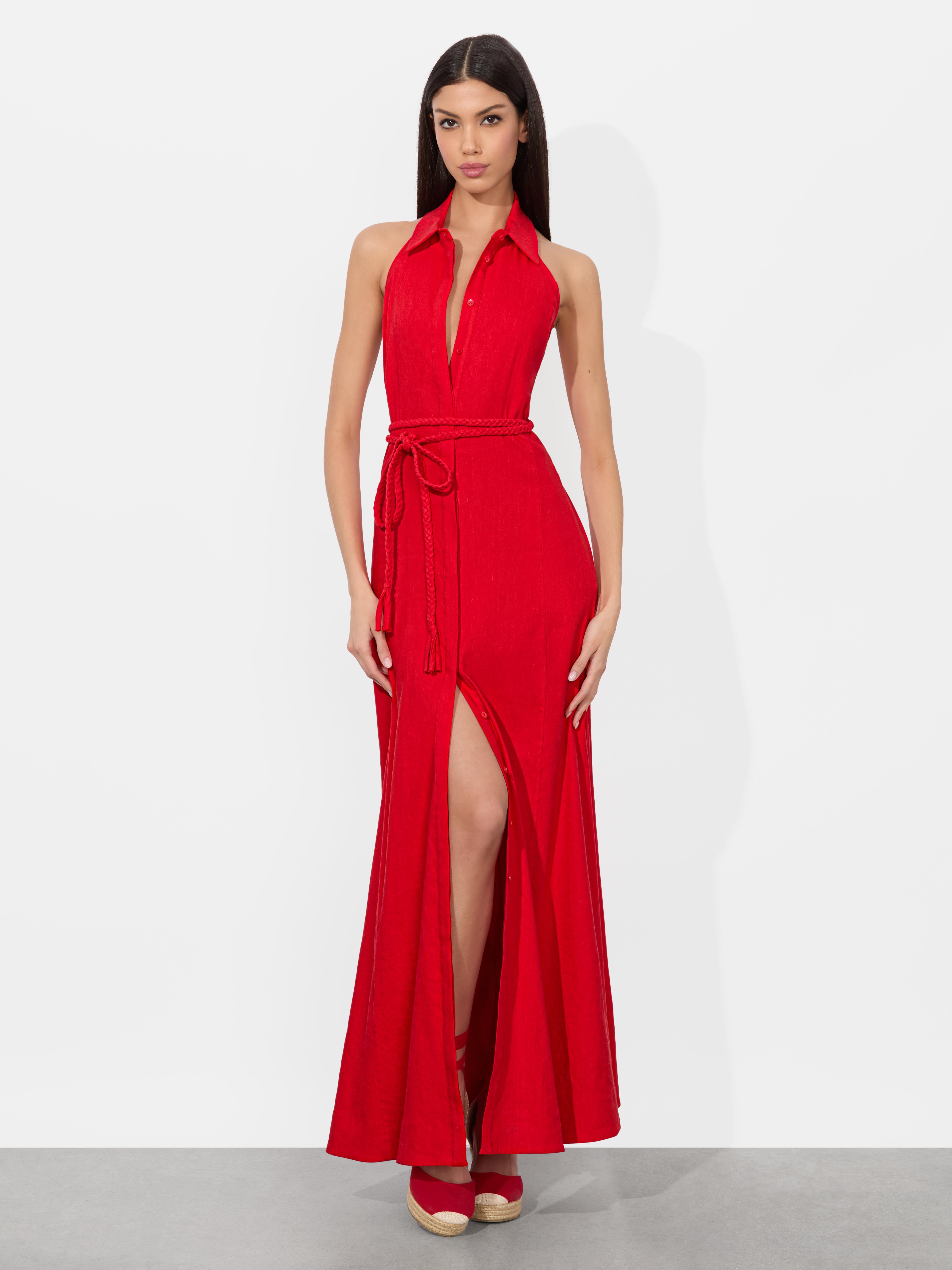 alice and olivia red maxi dress Alice + Olivia Cheri Red Maxi Dress Off The Shoulder Size 0 NWOT