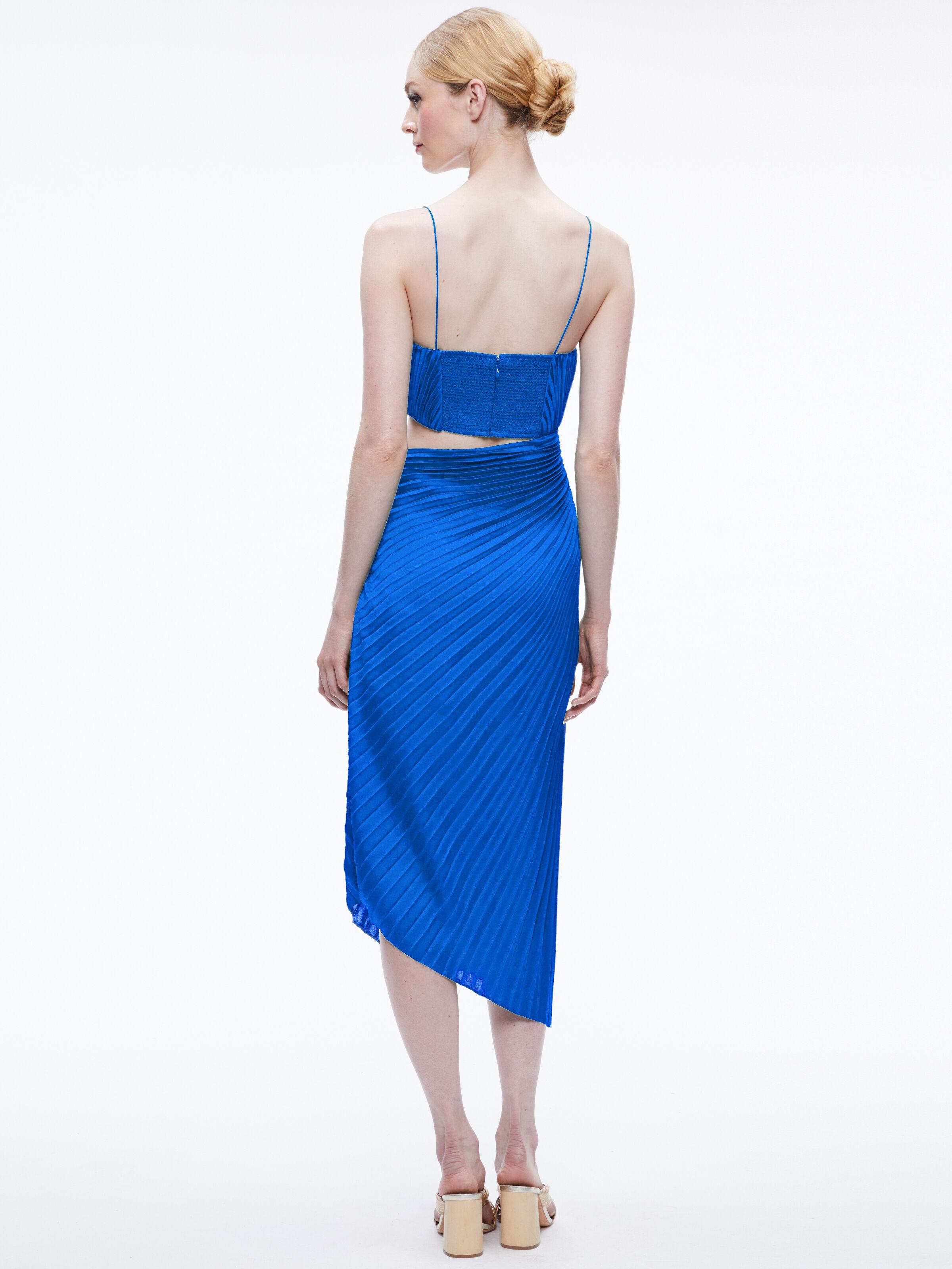 Alice + Olivia Fayeth Spaghetti Strap Asymmetrical Midi Dress in