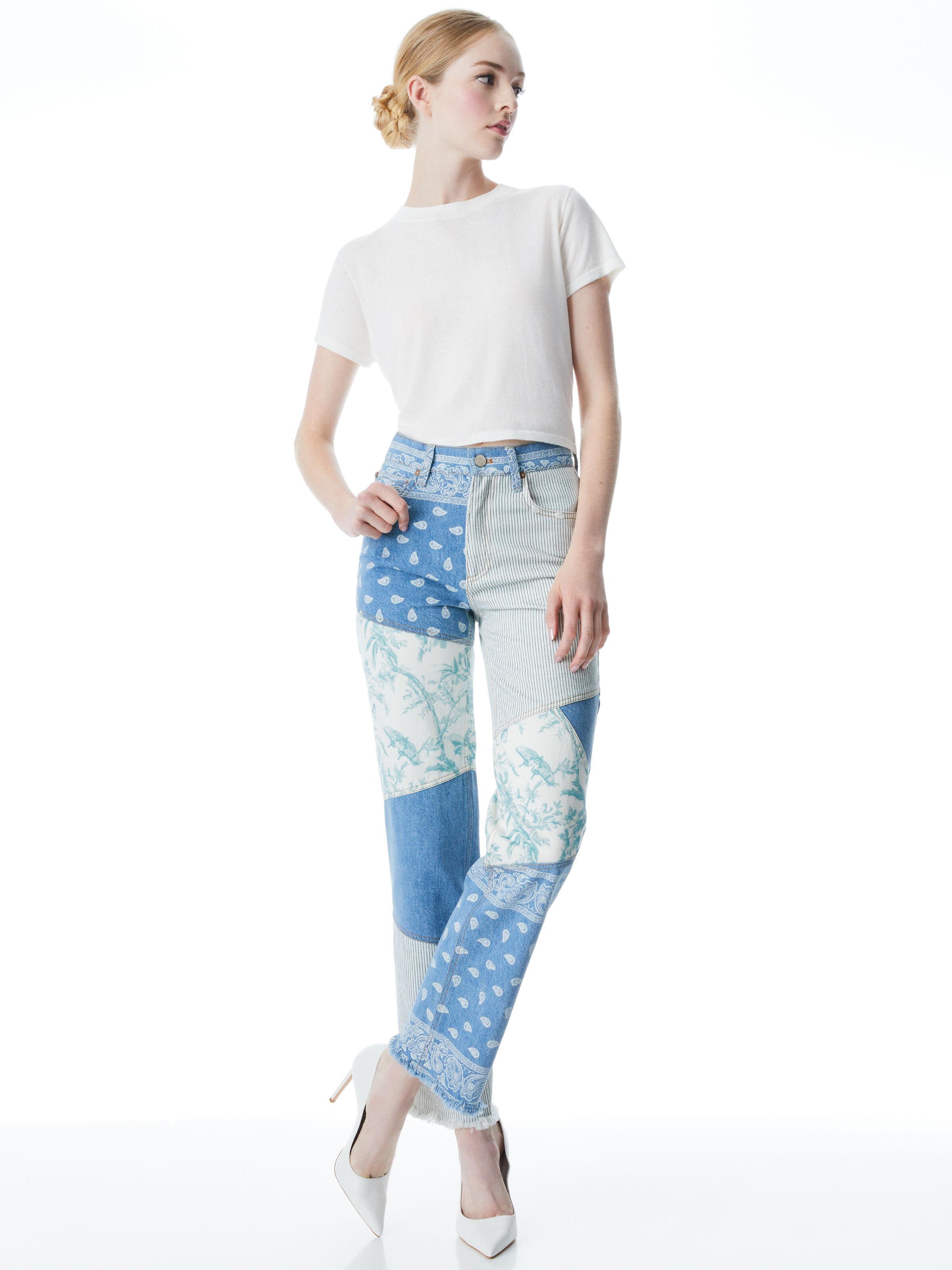 High Rise Patchwork Jeans 