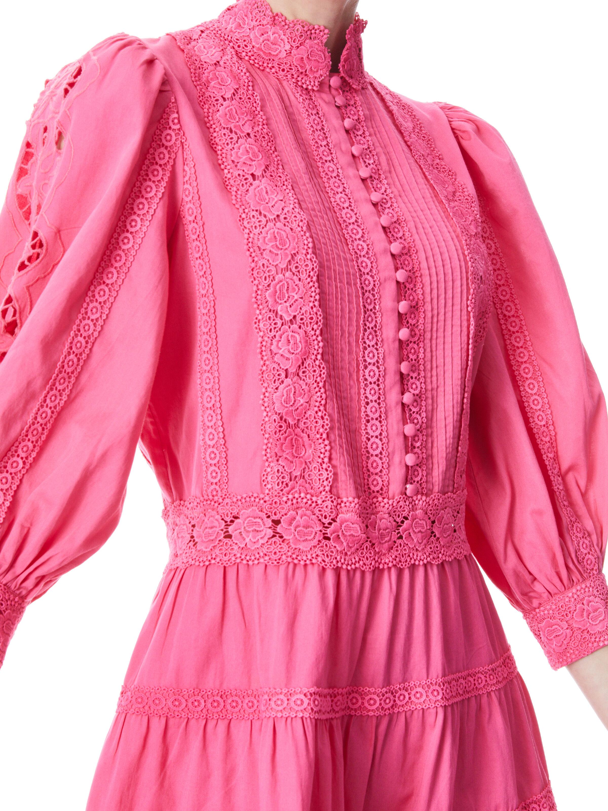 Alice + Olivia Lace Alice + Olivia Clark Collared Tiered Dress in French  Rose (Pink) | Lyst