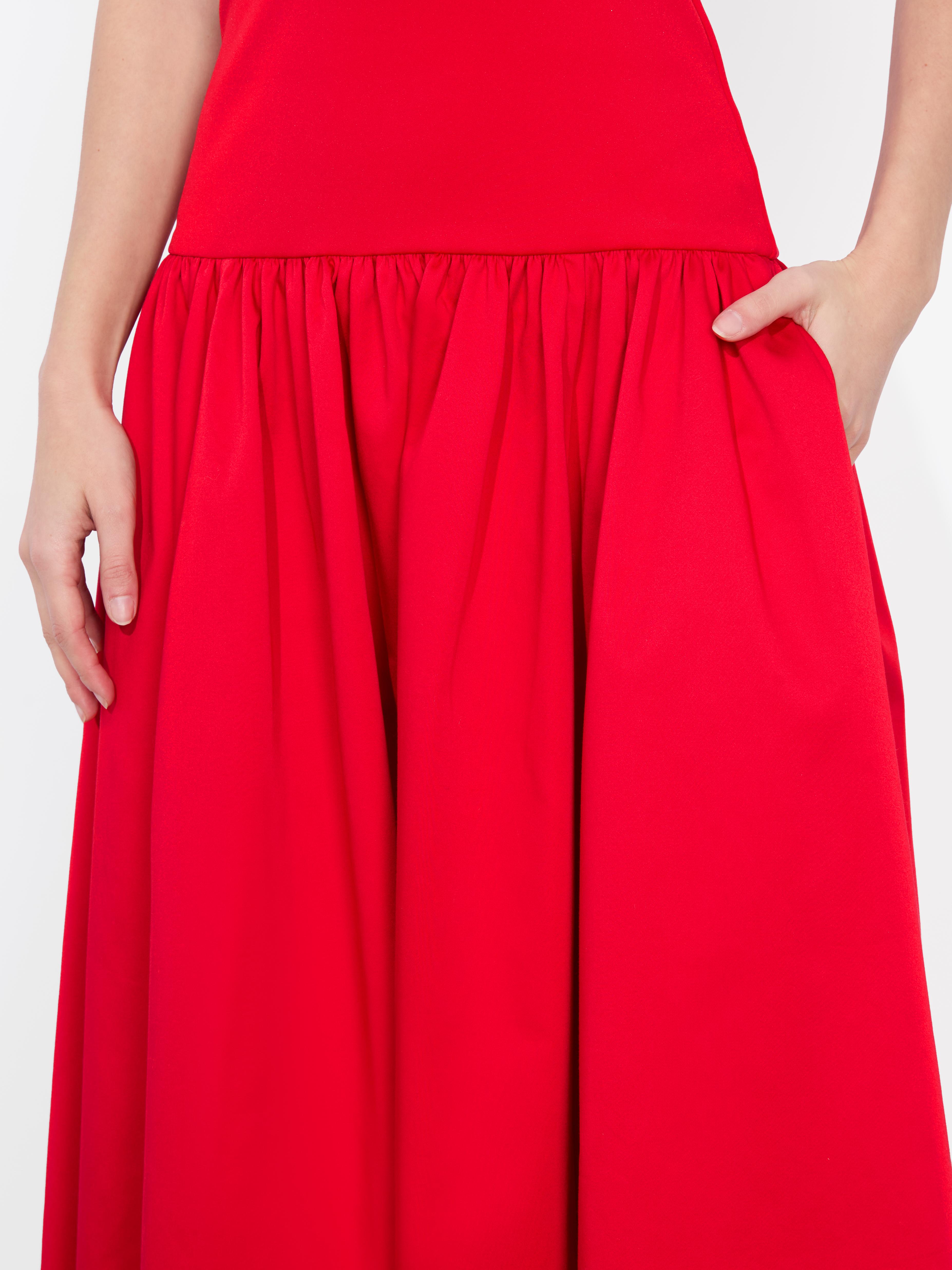 Alice + Olivia Oriana Drop Waist Midi Dress in Red | Lyst