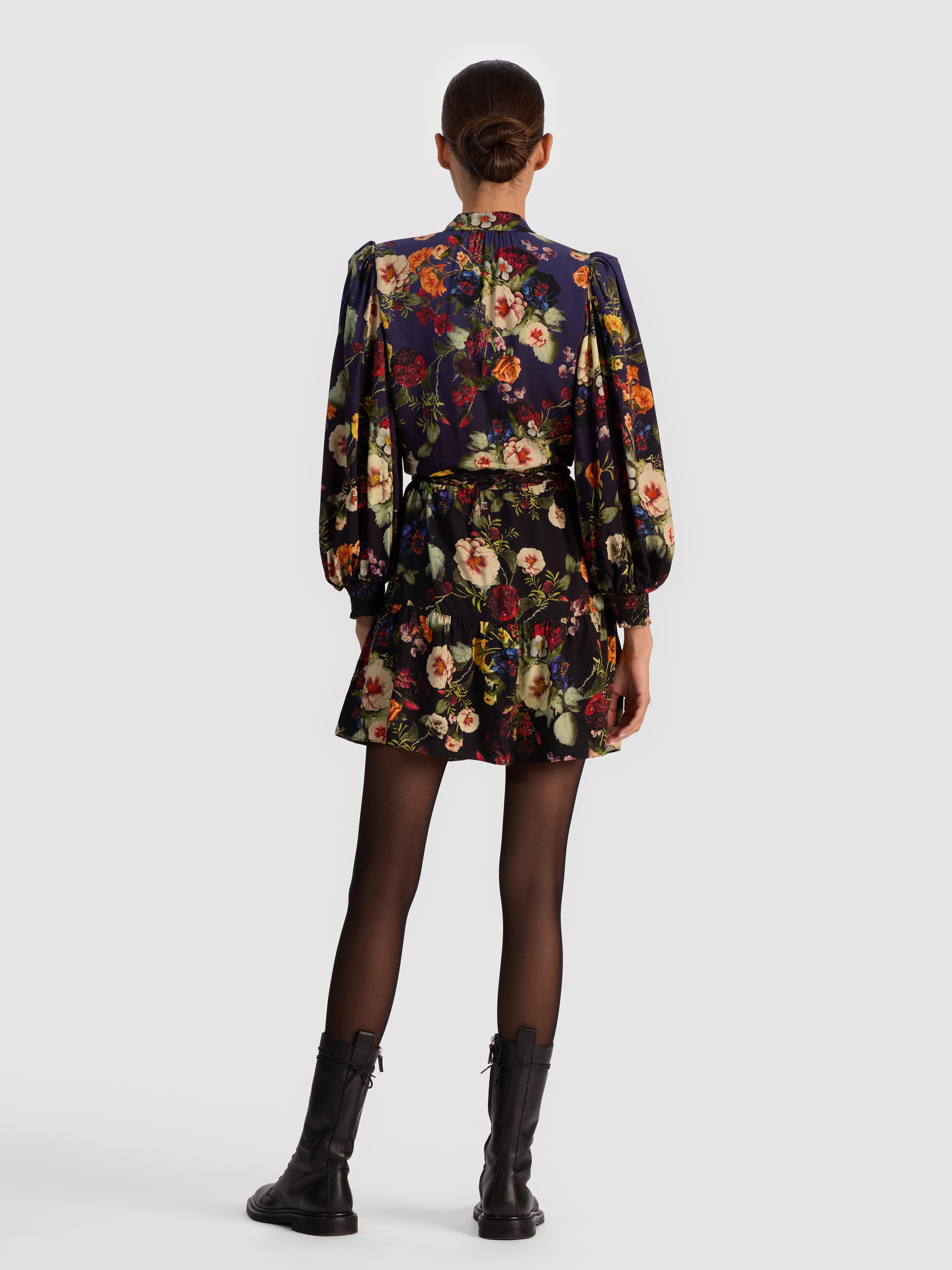antonette long sleeve button front mini dress ANTONETTE LONG SLEEVE BUTTON FRONT MINI DRESS in DAWN FLORAL