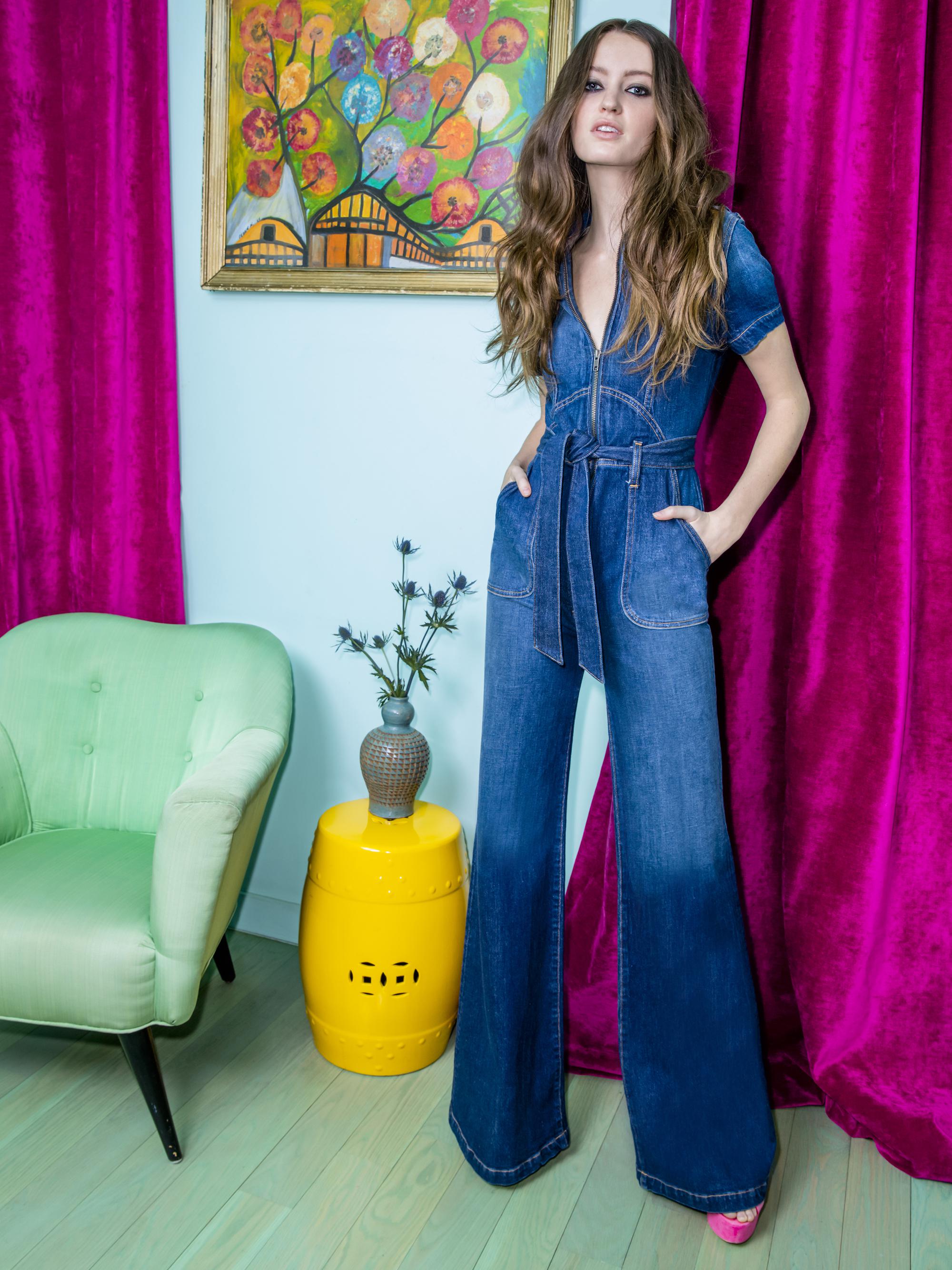 alice and olivia denim romper