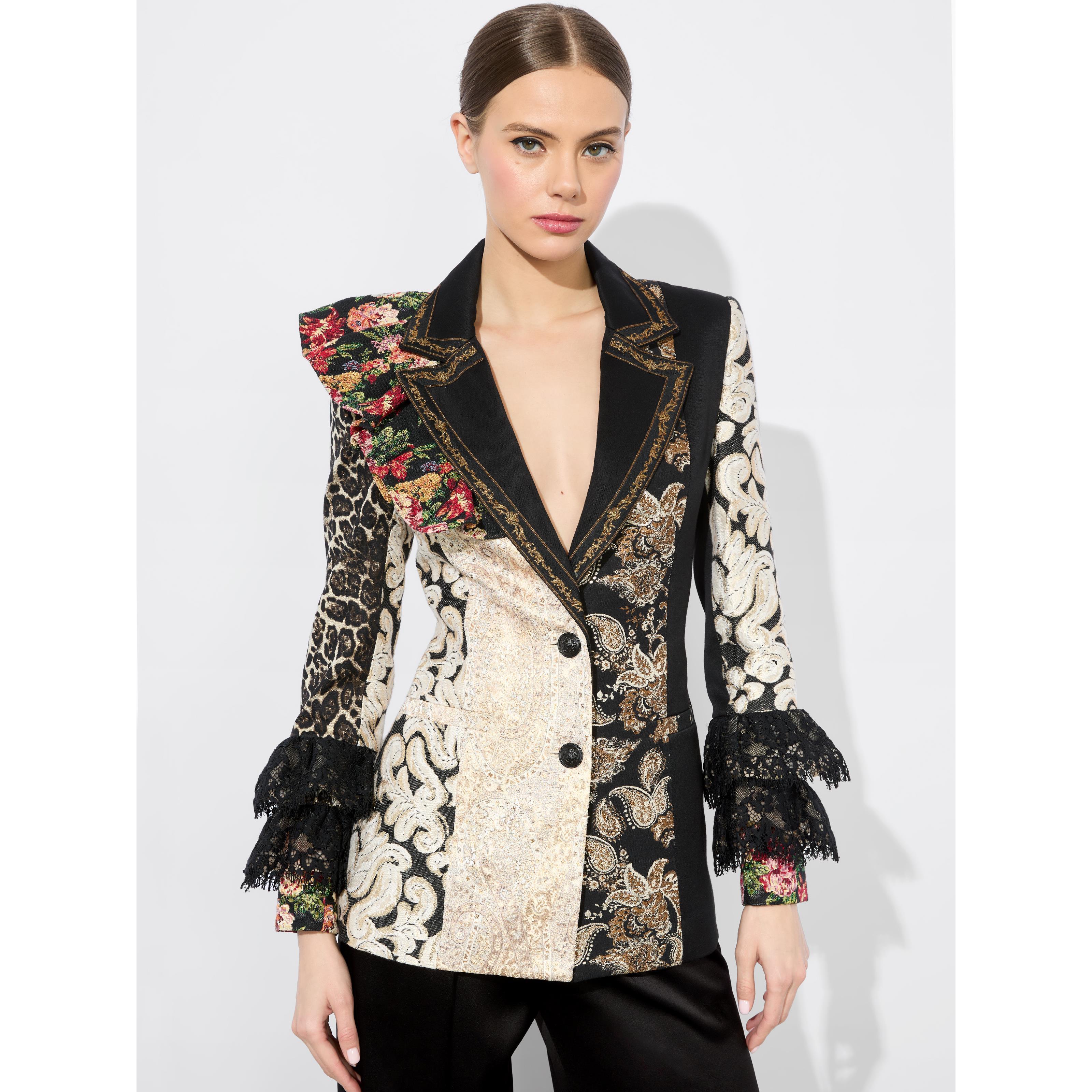 （送料込）Alice+Oliviaフェイクファーテクスチャードジャケット Topher Jacket In Off White/black | Alice + Olivia