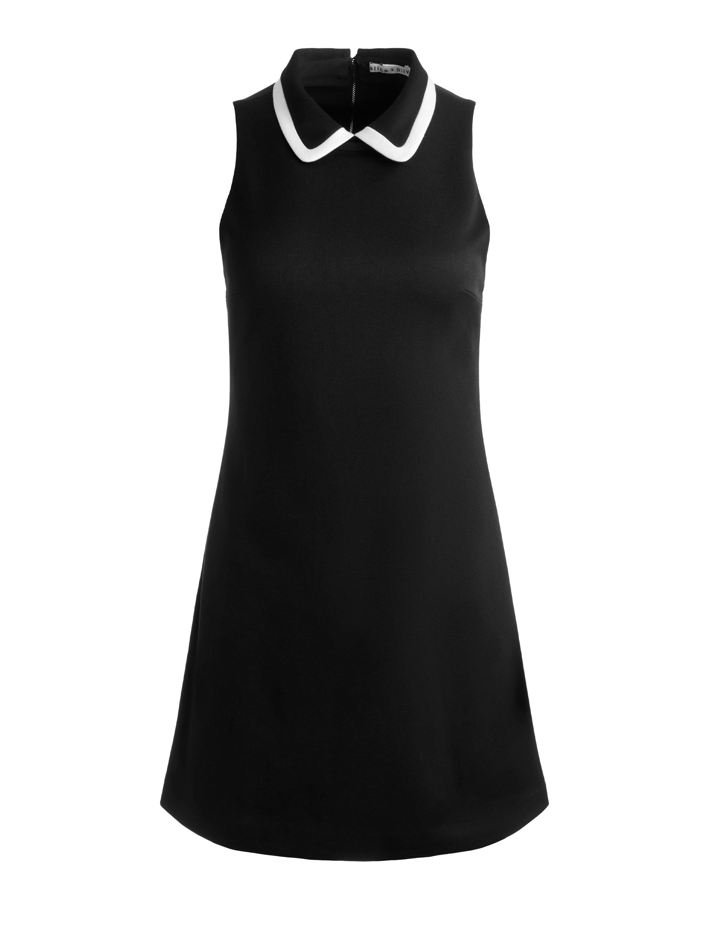 alice and olivia velia embellished collar short sleeved dress Alice + Olivia Velia Mini Dress in Black