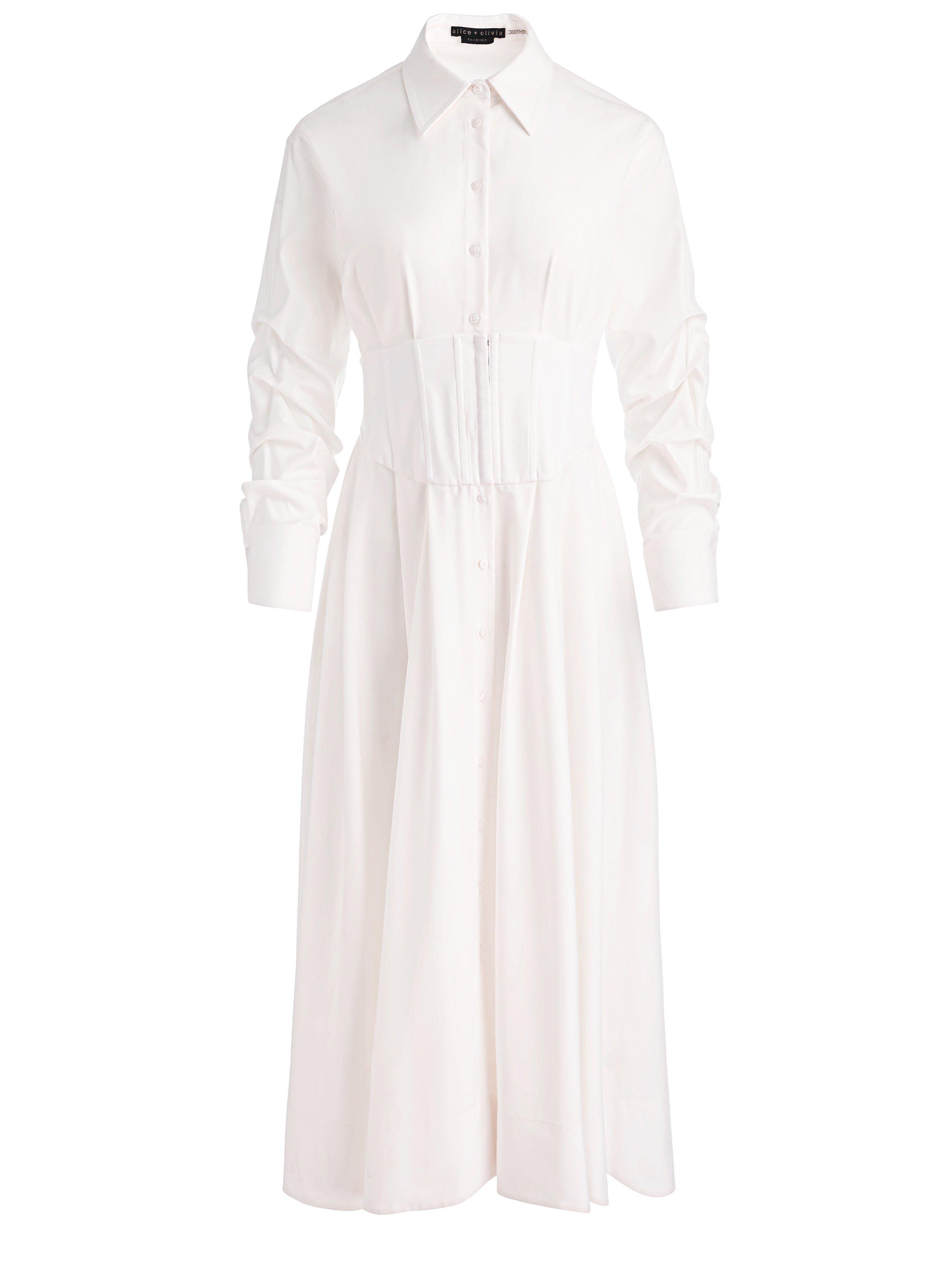 knee length dresses for ladies White buttoned midi dress – Raella main image 0