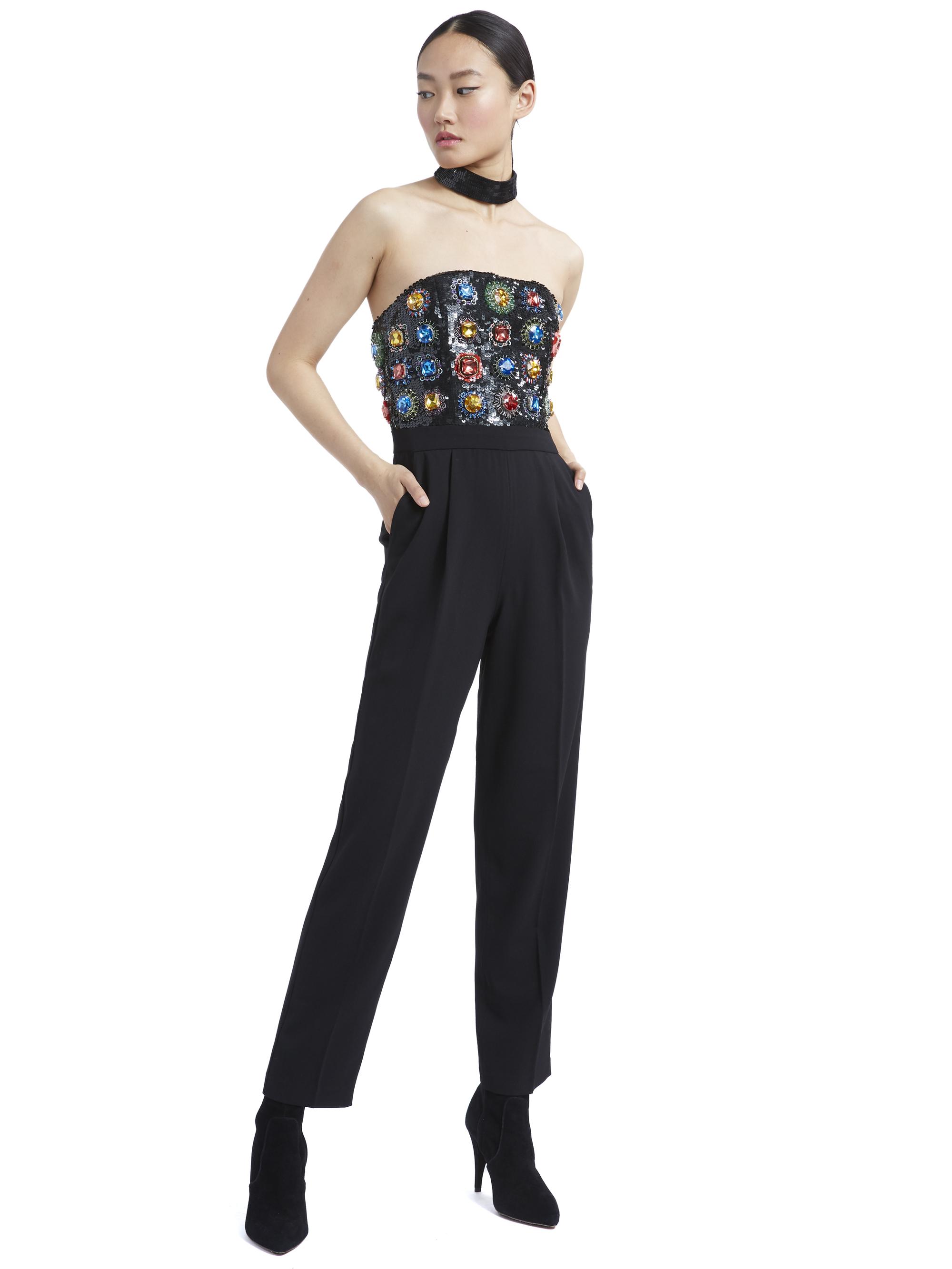 Alice and olivia jeri embellished jumpsuit Clearance