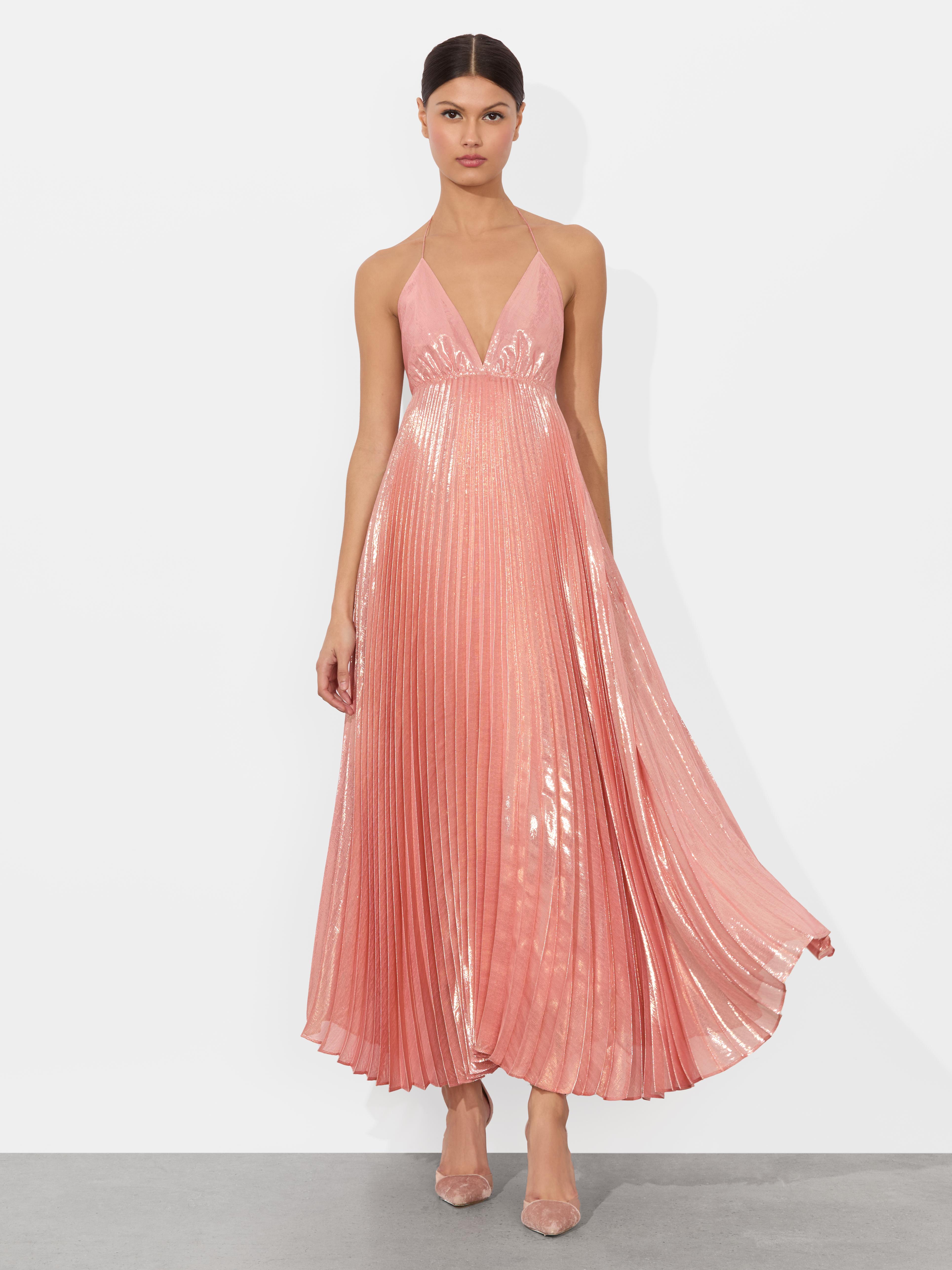 Alice + Olivia Adalyn Halter Maxi Dress in Pink | Lyst