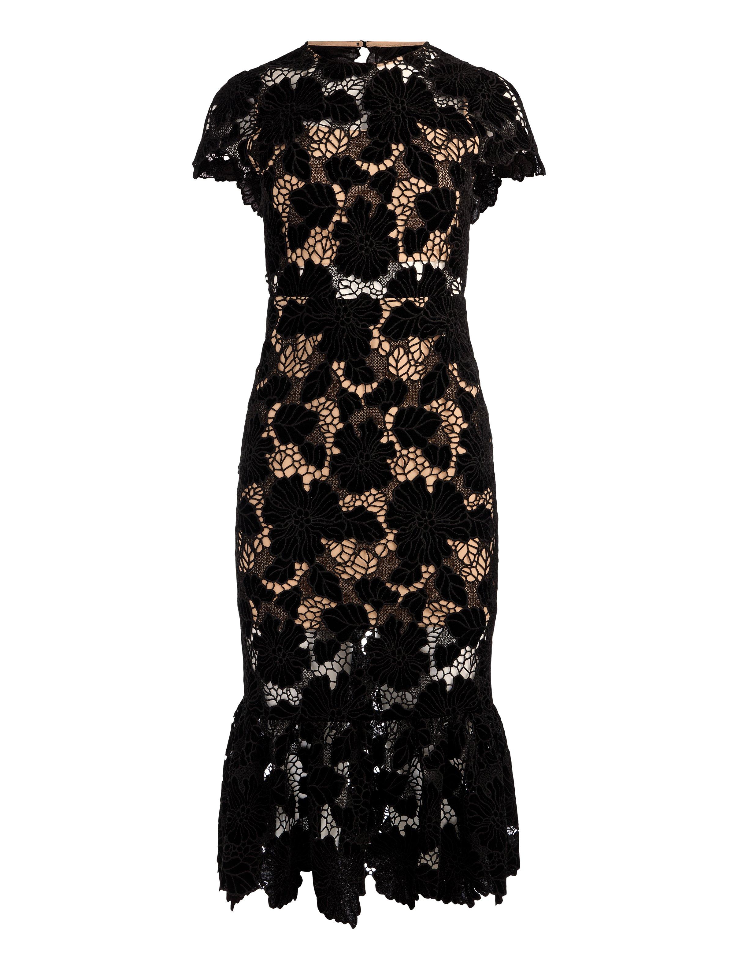 knee length dresses for ladies Alice + Olivia Babette Crewneck Sleeveless Midi Dress in Pink Bloom main image 0