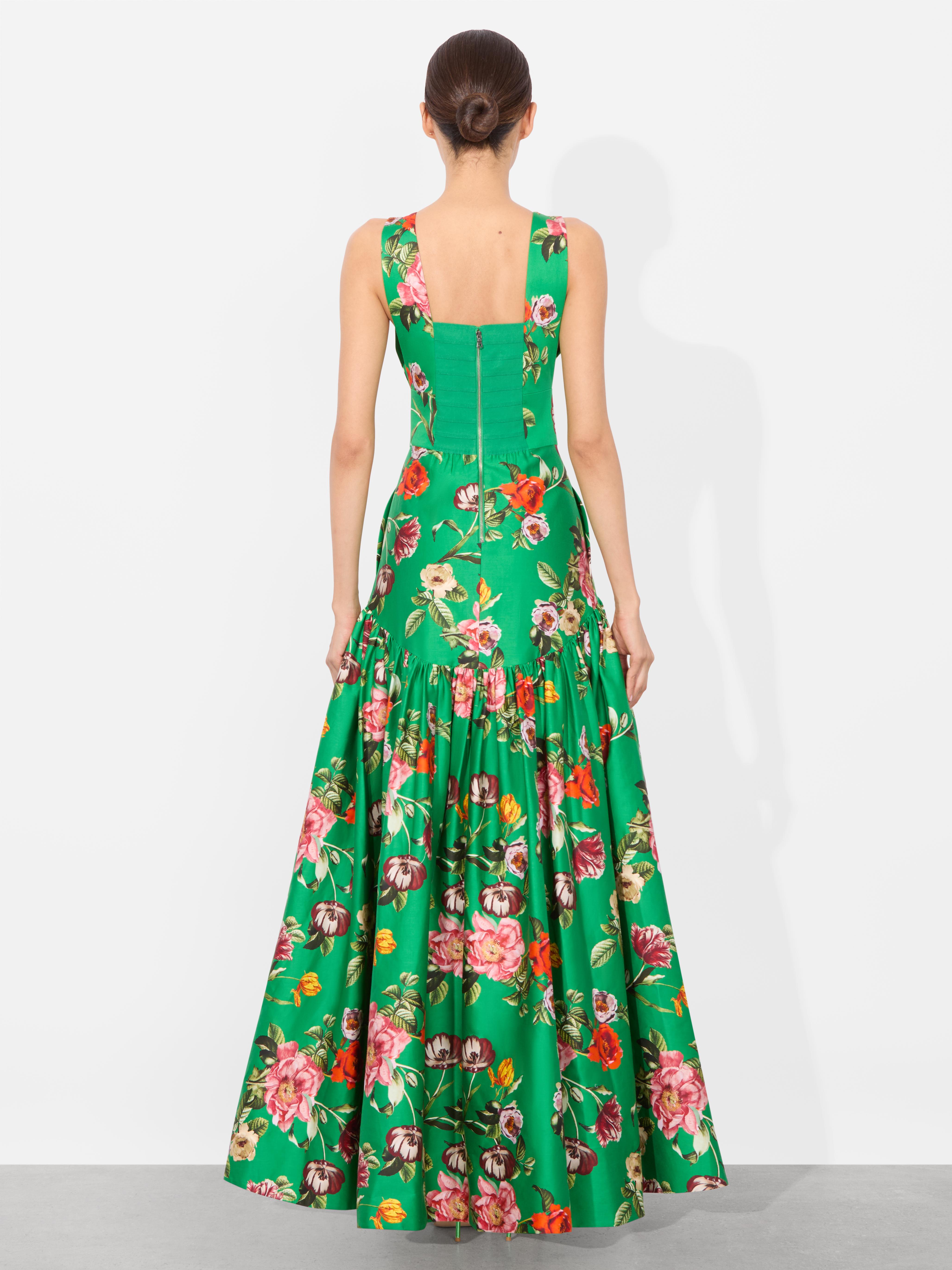 Alice + Olivia Lila Structured Maxi Dress in Green | Lyst